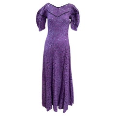 Lavender Floral Cotton Lace Gown, 1930s