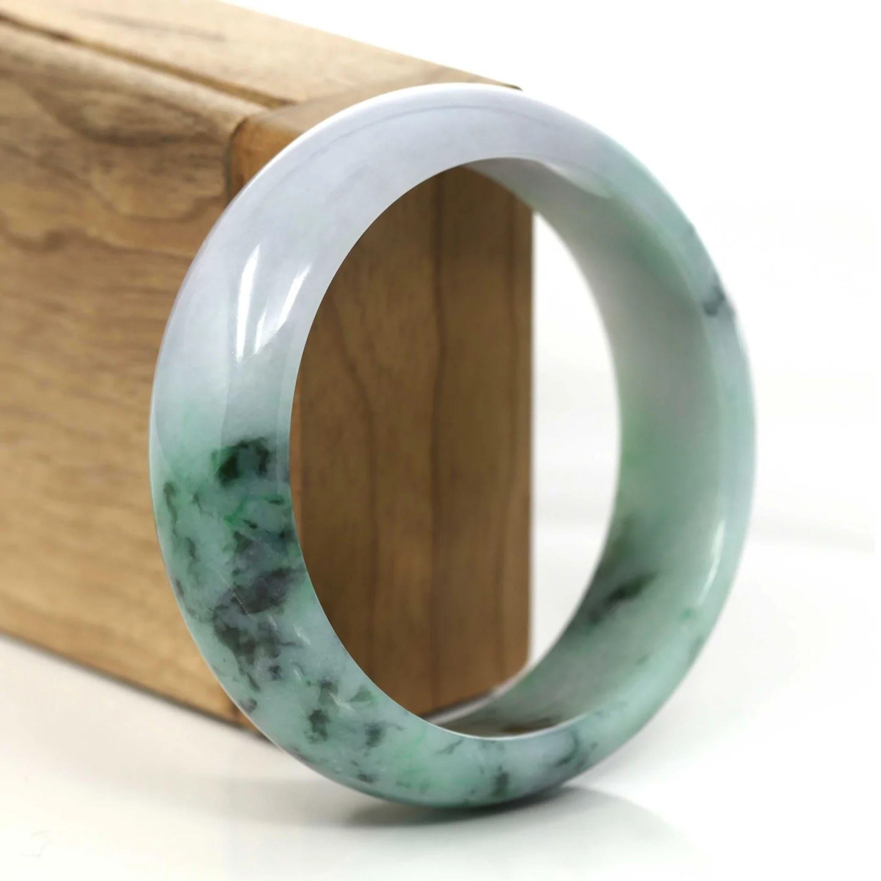 Lavendel- Waldgrüner natürlicher Jadeit Jade-Armreif (58,50 mm) #664 im Zustand „Neu“ im Angebot in Portland, OR
