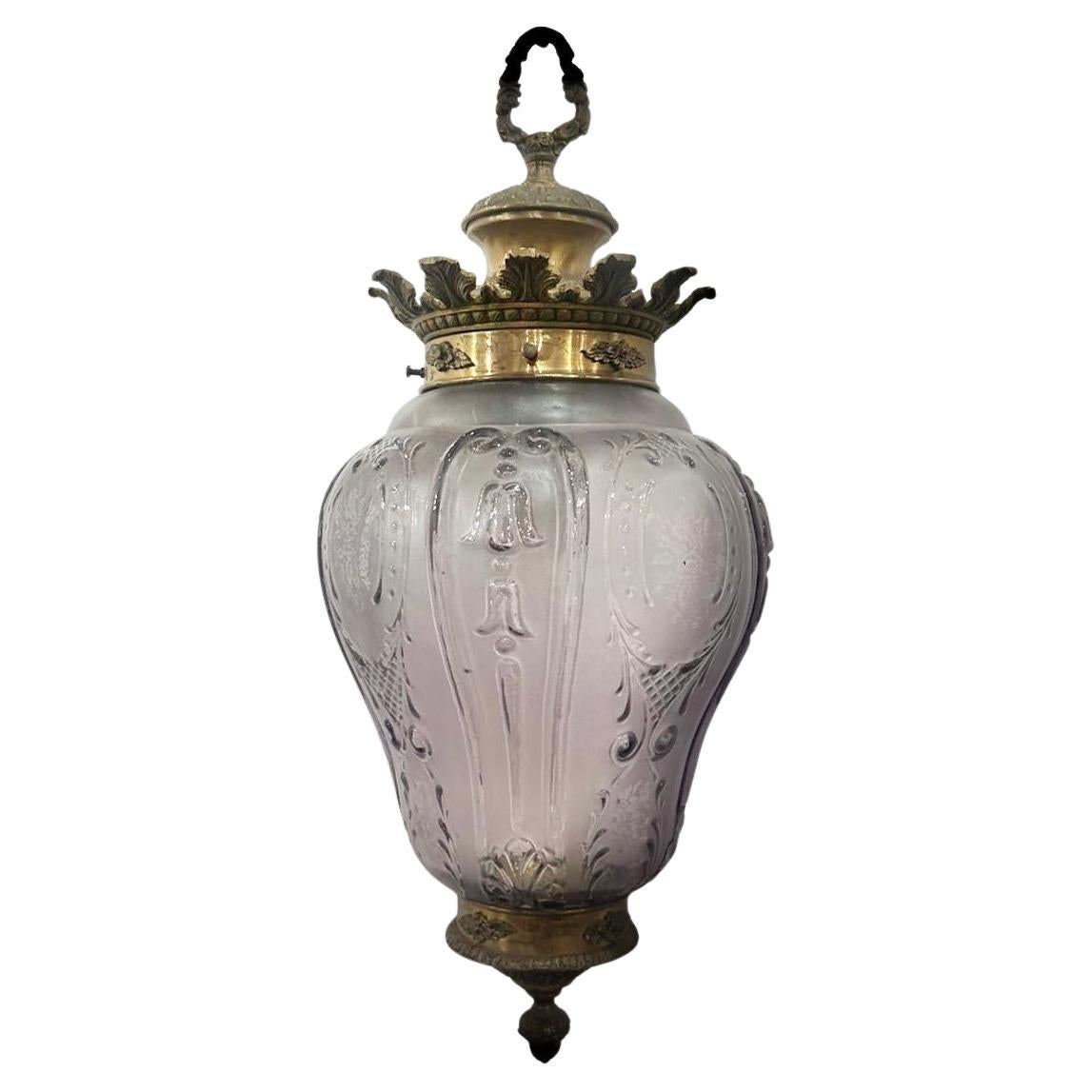 Lavender Glass Lantern For Sale