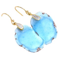 Lavender (Golden Hill, Kazakhstan) Turquoise Earrings With Gold