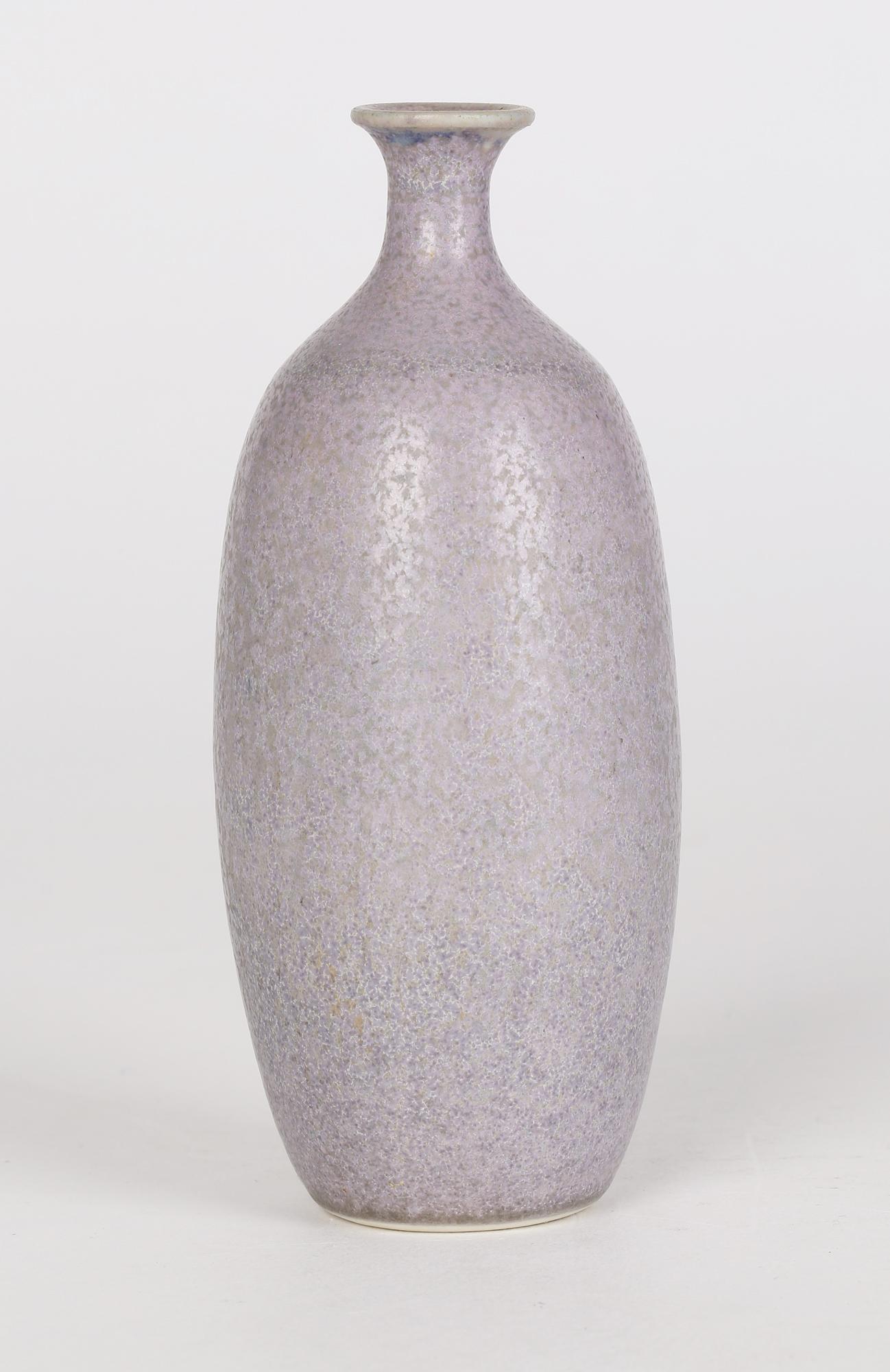 Lavender Hares Fur Glazed Porcelain Studio Vase in the Style of Berndt Friberg For Sale 4