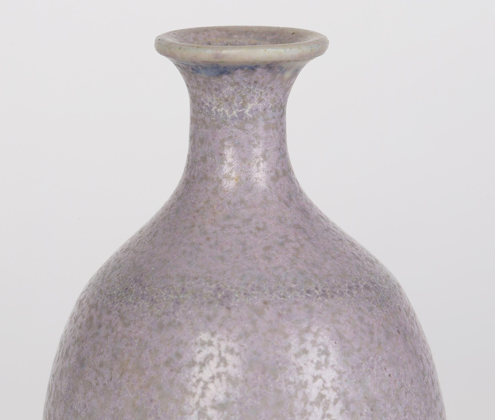 Lavender Hares Fur Glazed Porcelain Studio Vase in the Style of Berndt Friberg For Sale 5