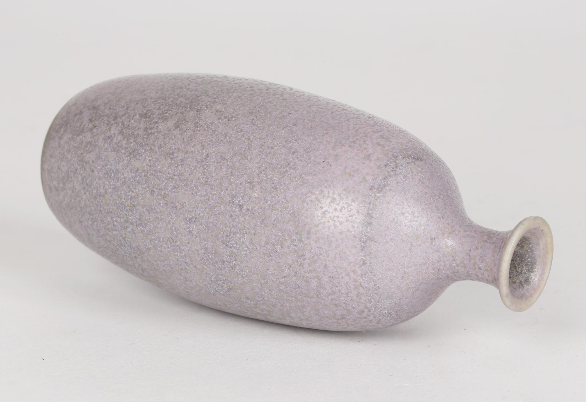 British Lavender Hares Fur Glazed Porcelain Studio Vase in the Style of Berndt Friberg For Sale