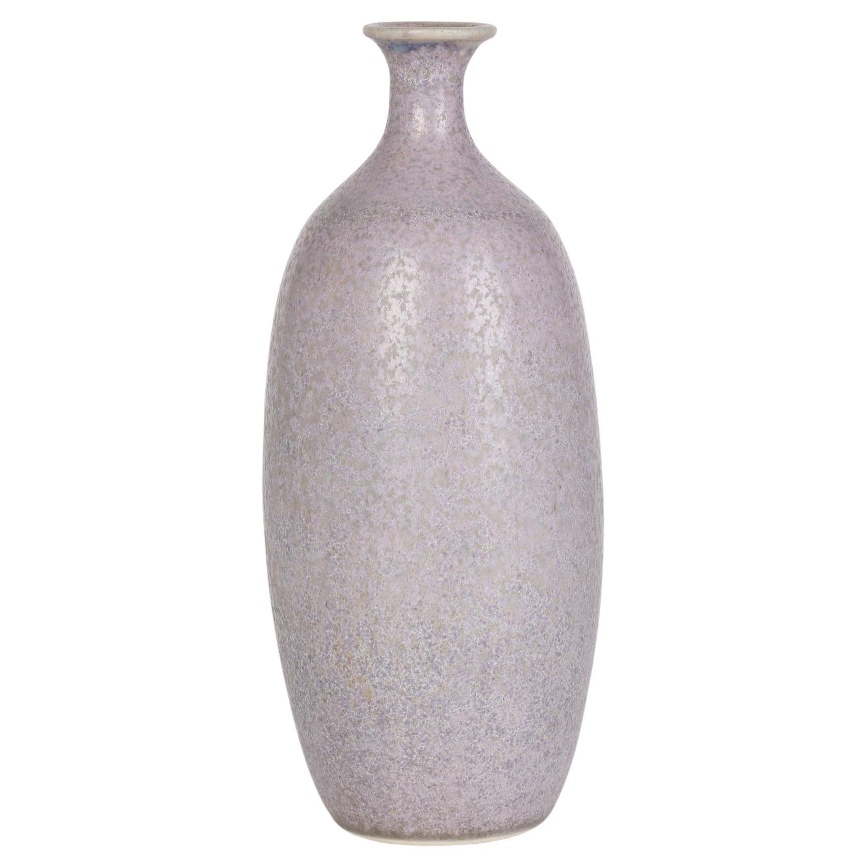 Lavender Hares Fur Glazed Porcelain Studio Vase in the Style of Berndt Friberg For Sale