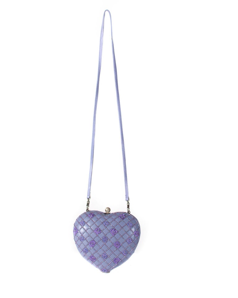 Vintage Gianni VERSACE Bag Purple Quilted Velvet Crossbody 