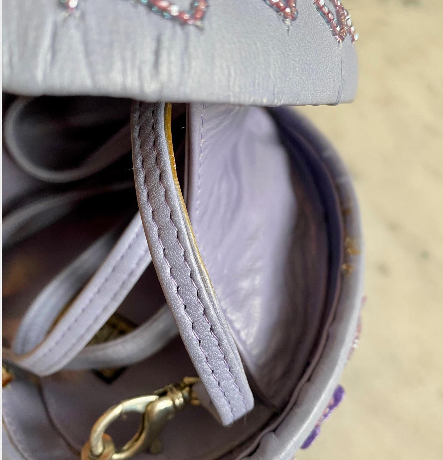 Purple 1990s Gianni Versace Couture Lavender Heart Shape Crossbody & Evening Clutch  For Sale