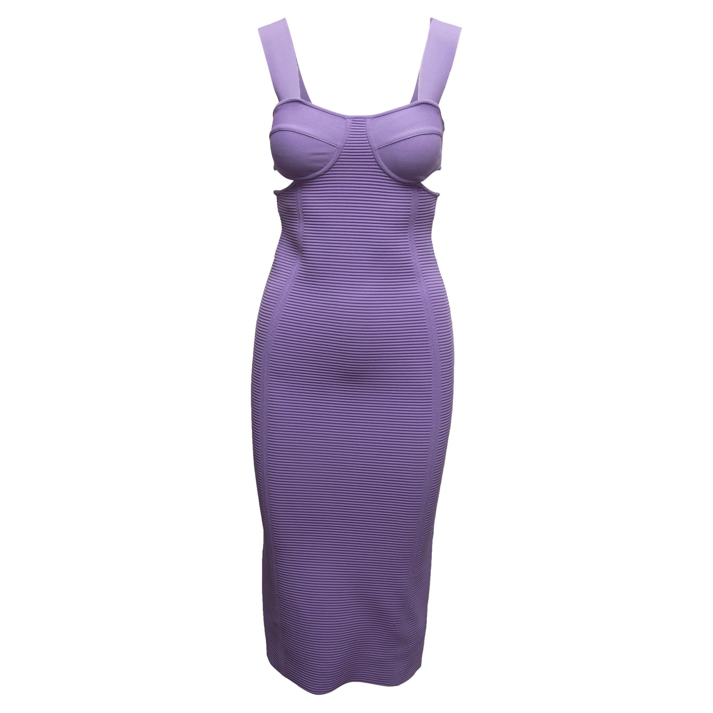 Lavanda Herve Leger Recorte Vestido Vendaje Talla US XS