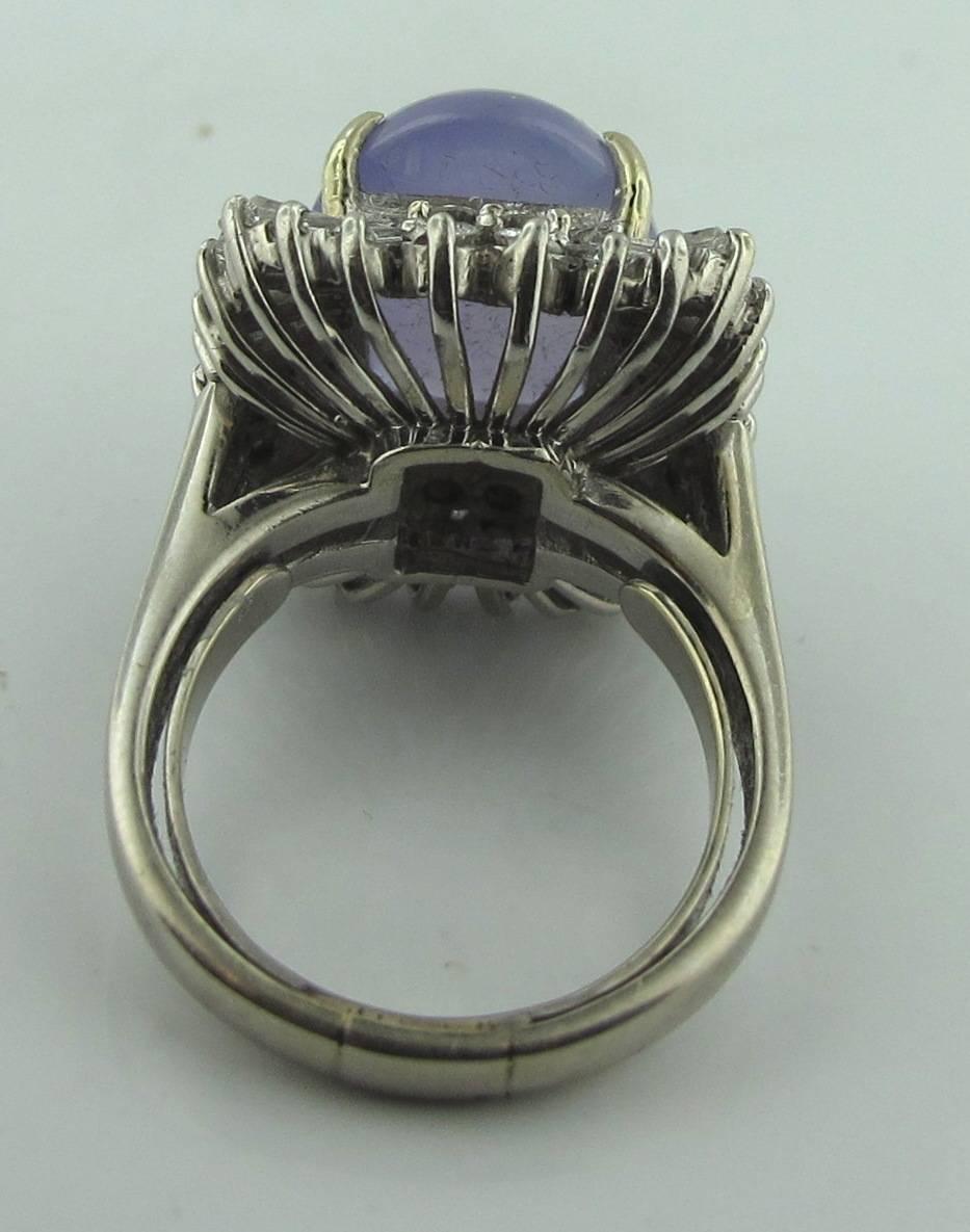 Lavender Jade and Diamond Ring Set in Platinum In Excellent Condition In Palm Desert, CA