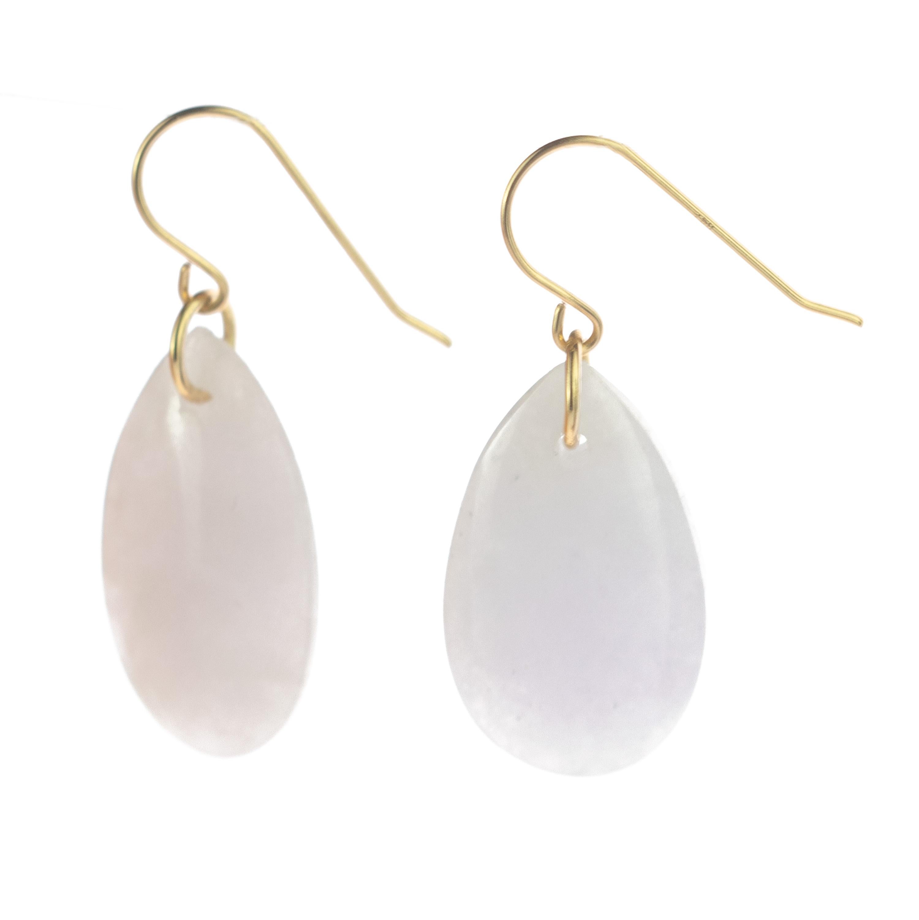 Lavender Jade 18 Karat Yellow Gold Cocktail Tear Drop Cocktail Chic Earrings For Sale 1