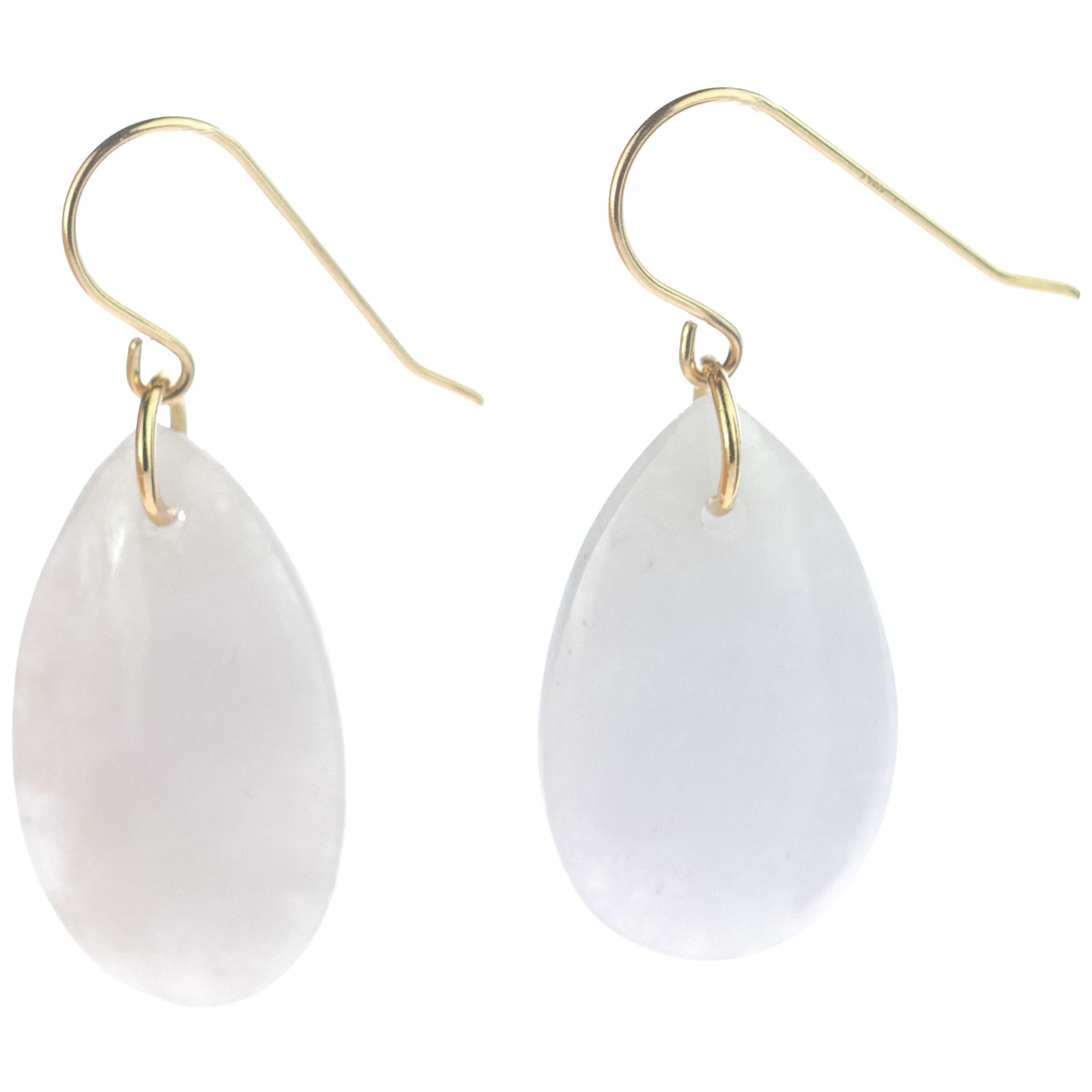 Lavender Jade 18 Karat Yellow Gold Cocktail Tear Drop Cocktail Chic Earrings For Sale