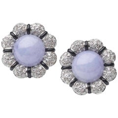 Lavendel Jade und Diamant Blumen Ohrringe