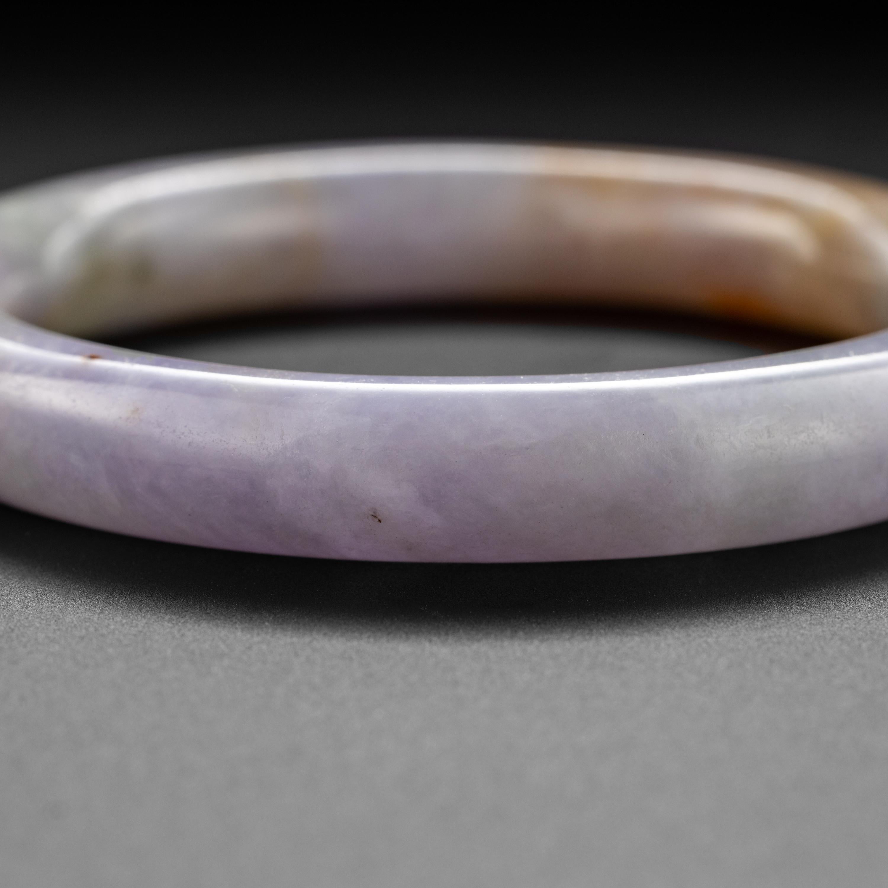 Lavender Jade Bangle Certified Untreated Burmese Jadeite In Excellent Condition In Southbury, CT