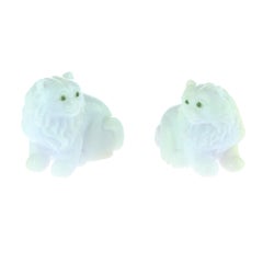 Lavender Jade Cat Feline Animal Asian Art Blue Green Home Deco Sculpture