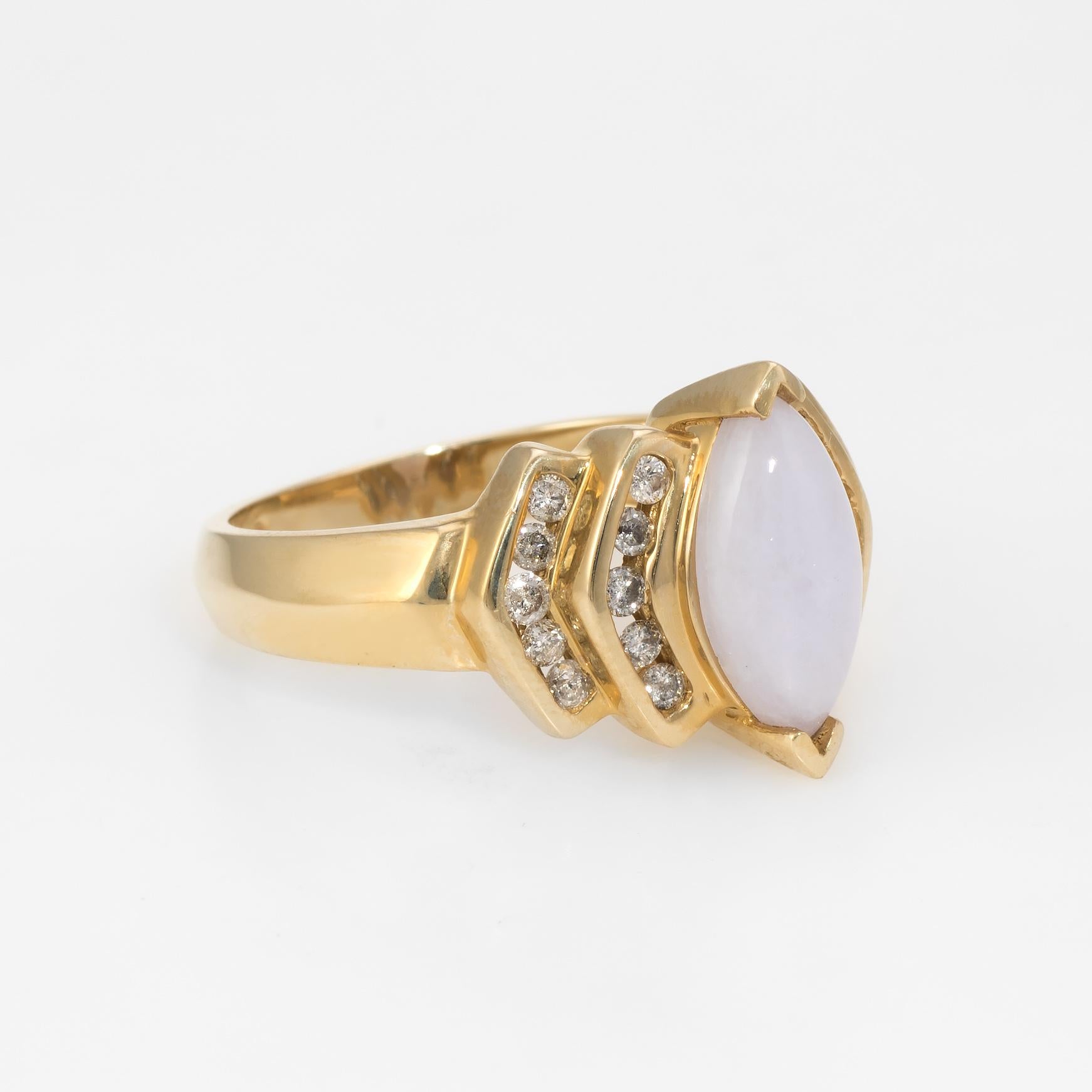 Modern Lavender Jade Diamond Navette Cocktail Ring