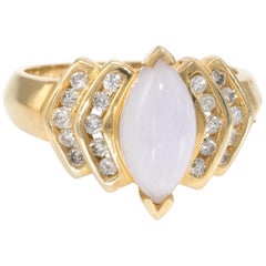 Lavender Jade Diamond Navette Cocktail Ring