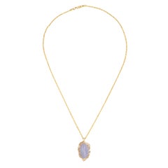 Lavender Jade Diamond Necklace Vintage 14k Yellow Gold 18" Chain Estate Jewelry