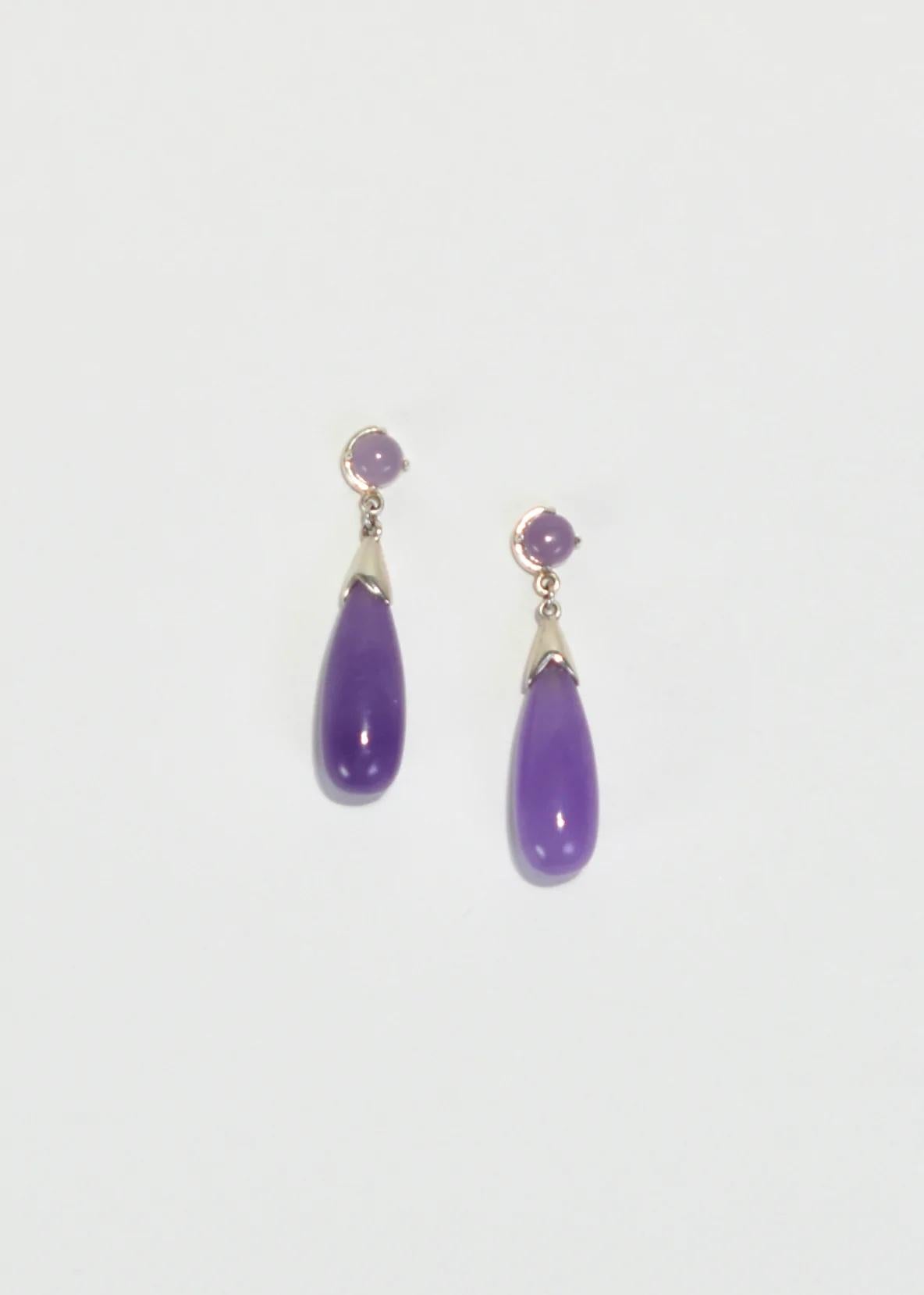 Cabochon Lavender Jade Earrings
