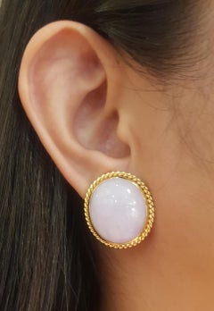 Lavender Jade Earrings set in 18K Gold Settings