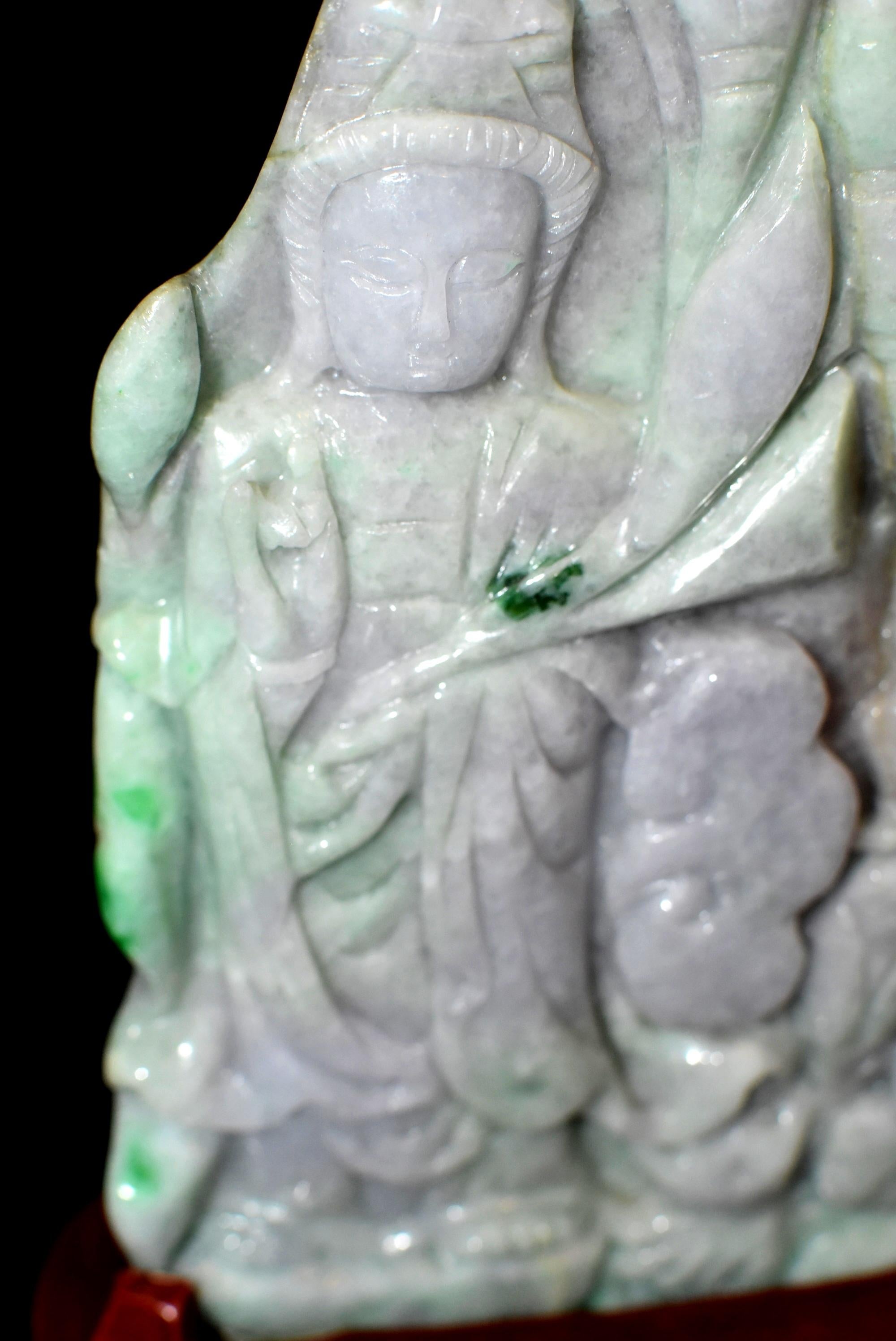 Lavender Jade Kwan Yin Statue, Jadeite Sculpture 9