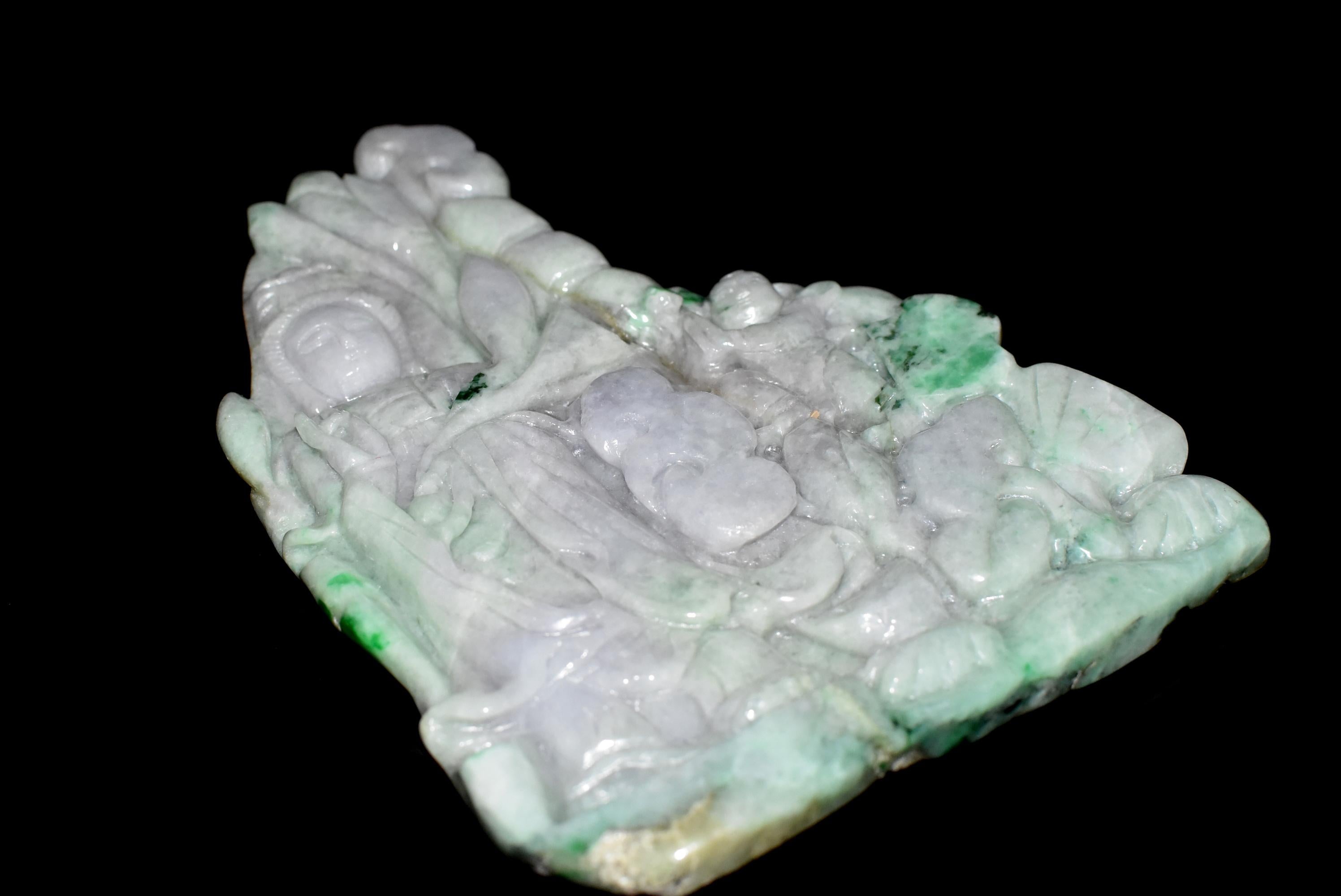 Lavender Jade Kwan Yin Statue, Jadeite Sculpture 10