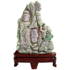 Lavender Jade Kwan Yin Statue, Jadeite Sculpture