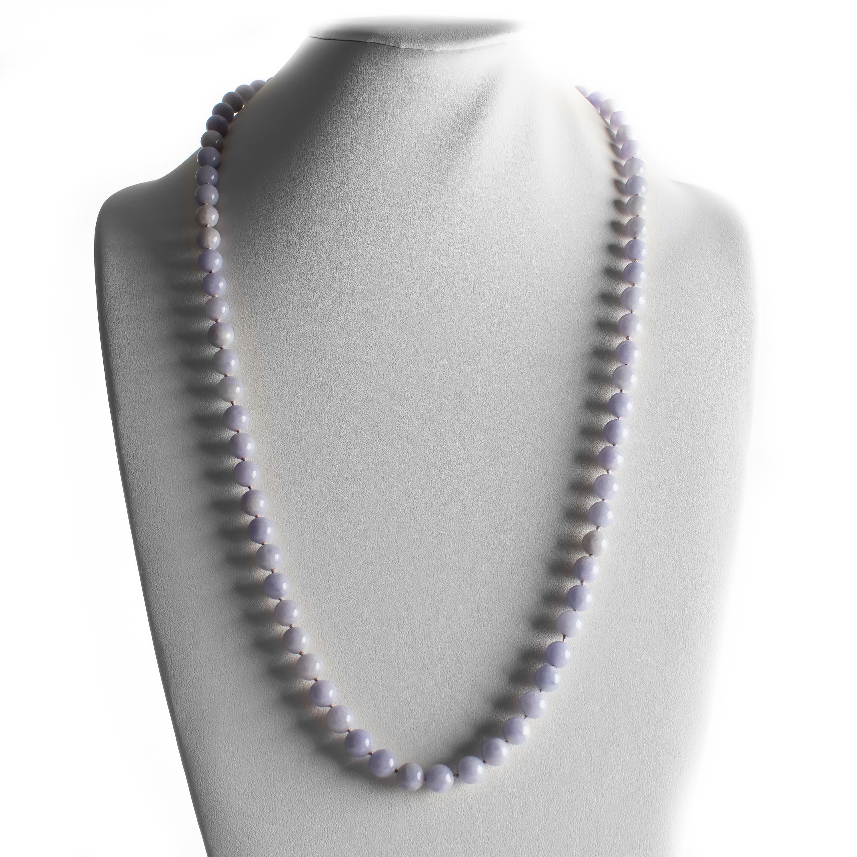 Bead Lavender Jade Necklace Certified Untreated
