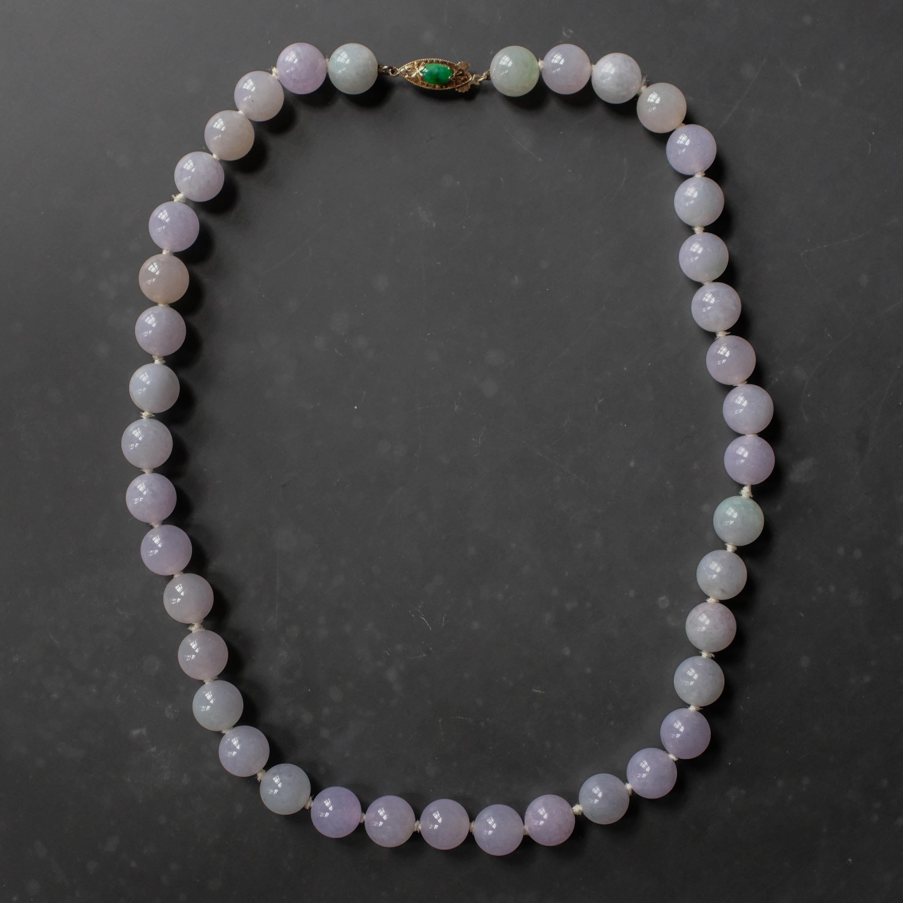 Lavender Jade Necklace from Midcentury Certified Untreated 12