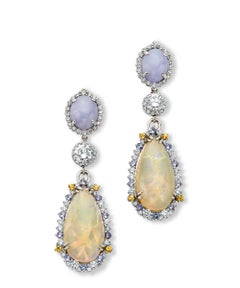 Lavender Jade, Opal, Tanzanite Earring in 18k Length Adjustable Custom Earrings