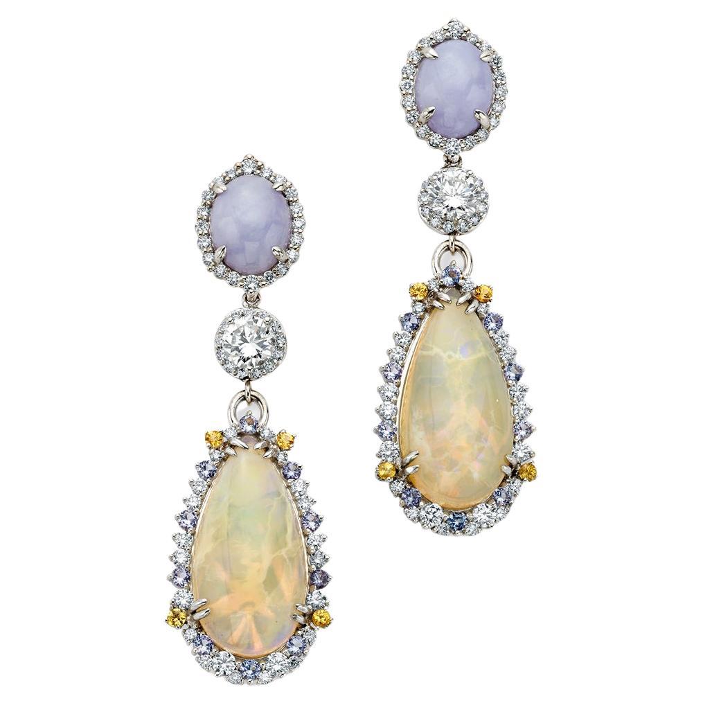 Tanzanite And Opal Earrings