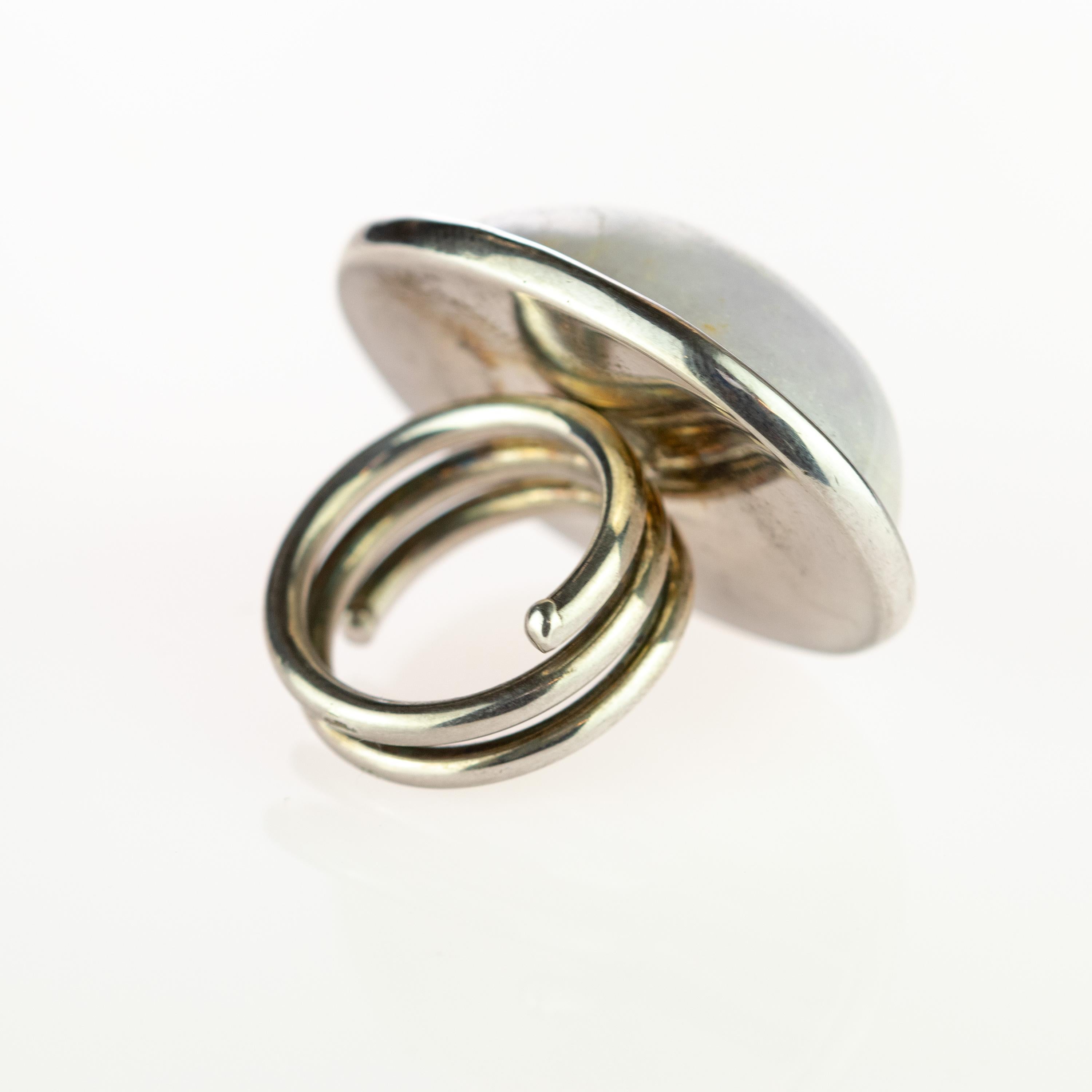 Bague cocktail Intini rétro en argent sterling avec cabochon ovale en jade lavande Neuf - En vente à Milano, IT