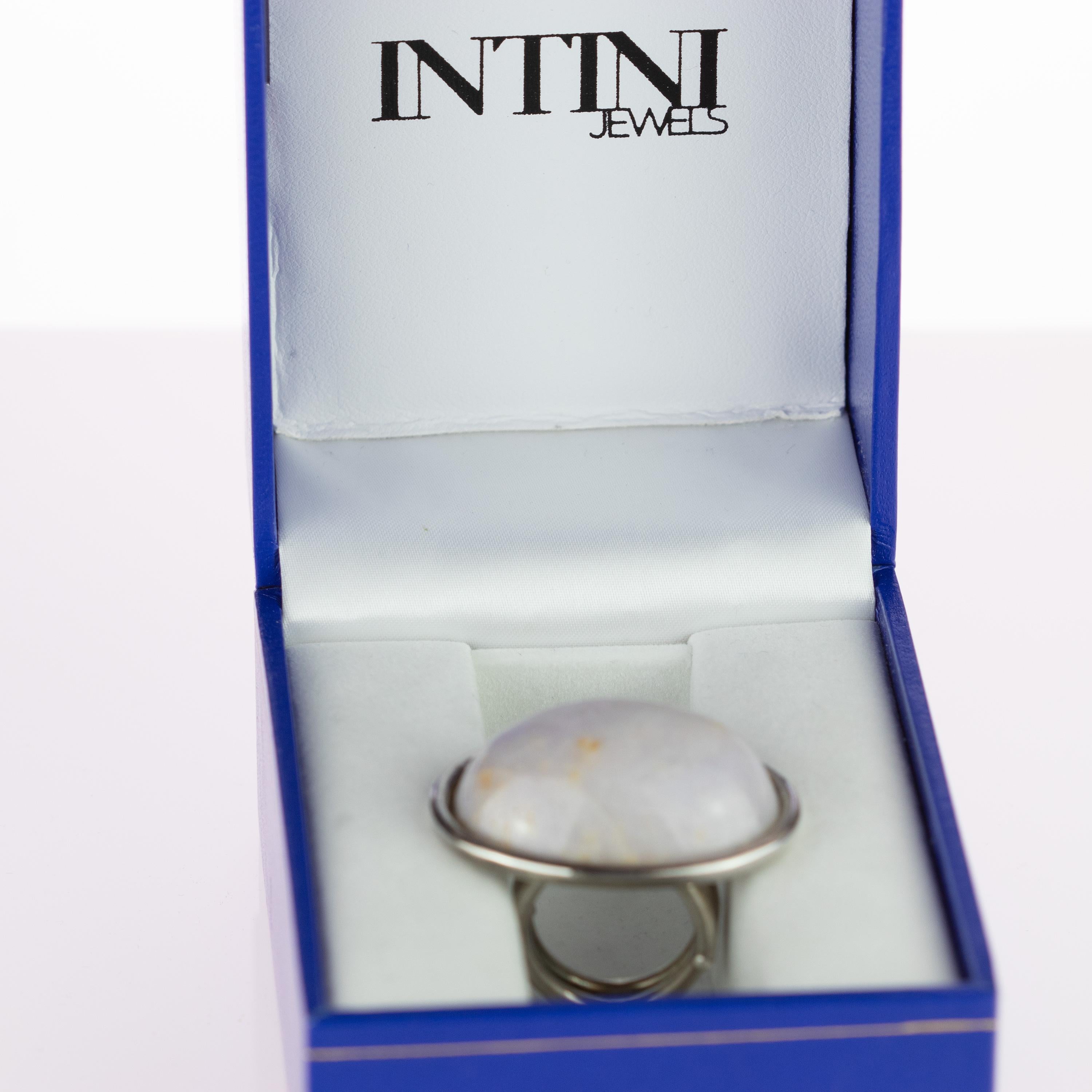 Bague cocktail Intini rétro en argent sterling avec cabochon ovale en jade lavande en vente 2