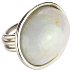 Lavender Jade Oval Stepped Cabochon Sterling Silver Retro Cocktail Intini Ring