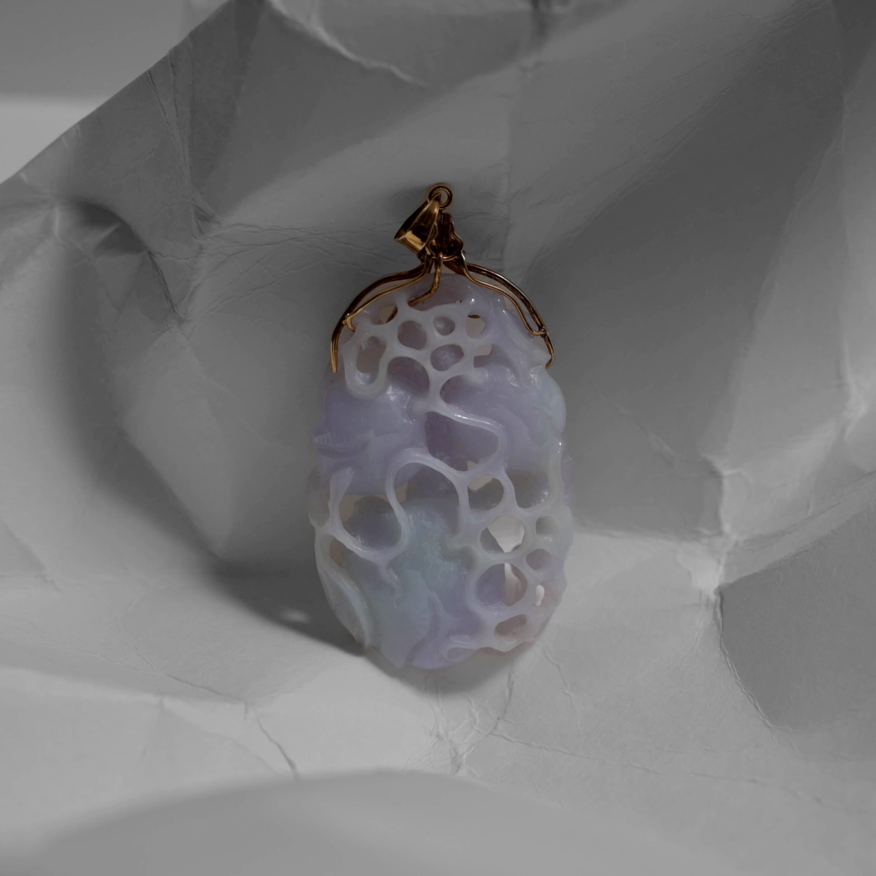 Lavender Jade Pendant: Wait Until You See the Other Side, Certified Untreated For Sale 5