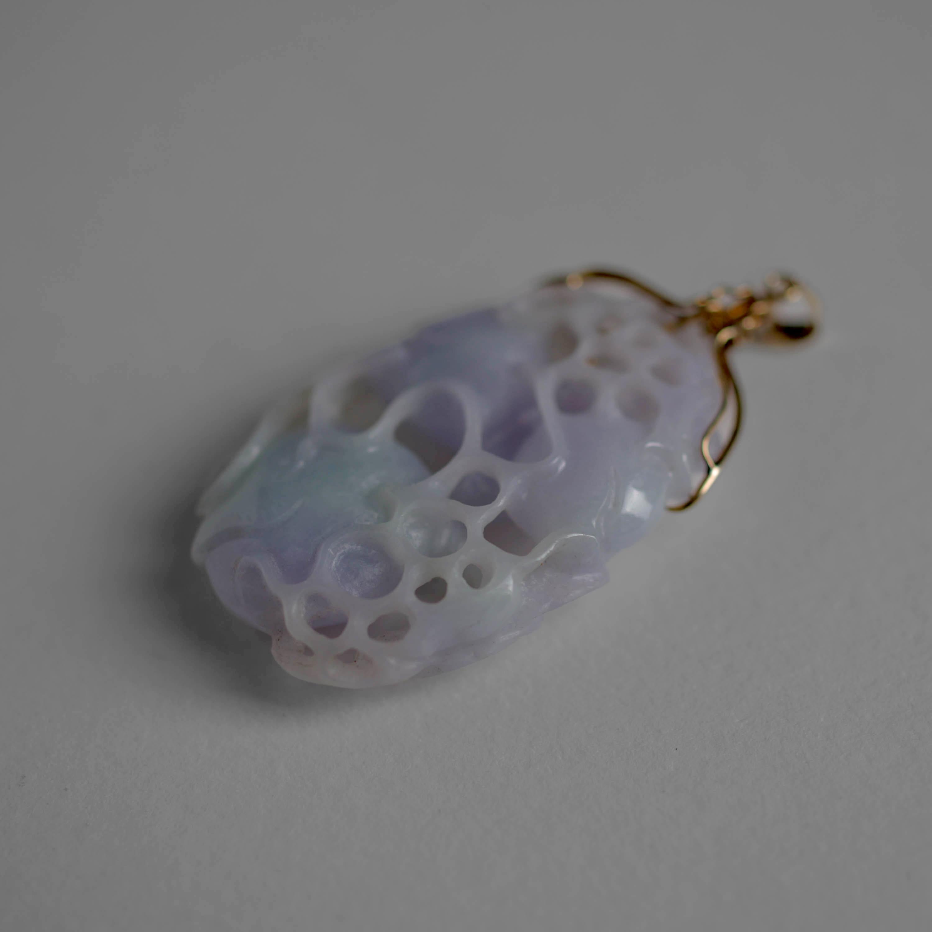 Lavender Jade Pendant: Wait Until You See the Other Side, Certified Untreated For Sale 6