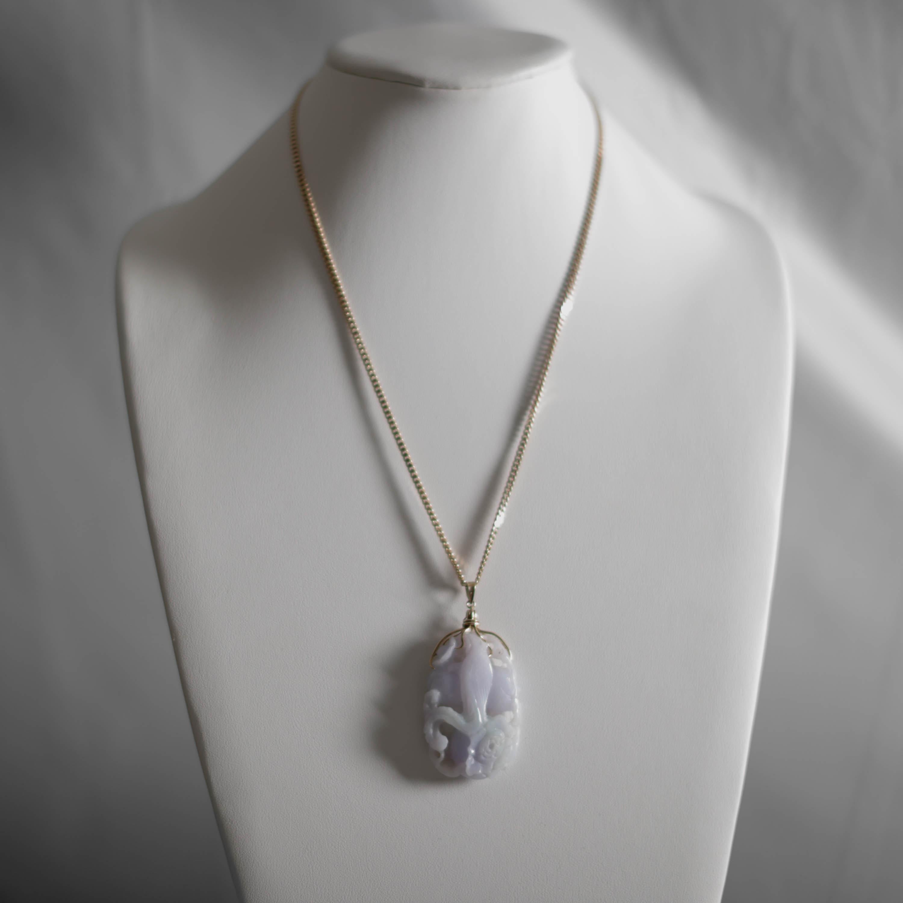 Lavender Jade Pendant: Wait Until You See the Other Side, Certified Untreated For Sale 7