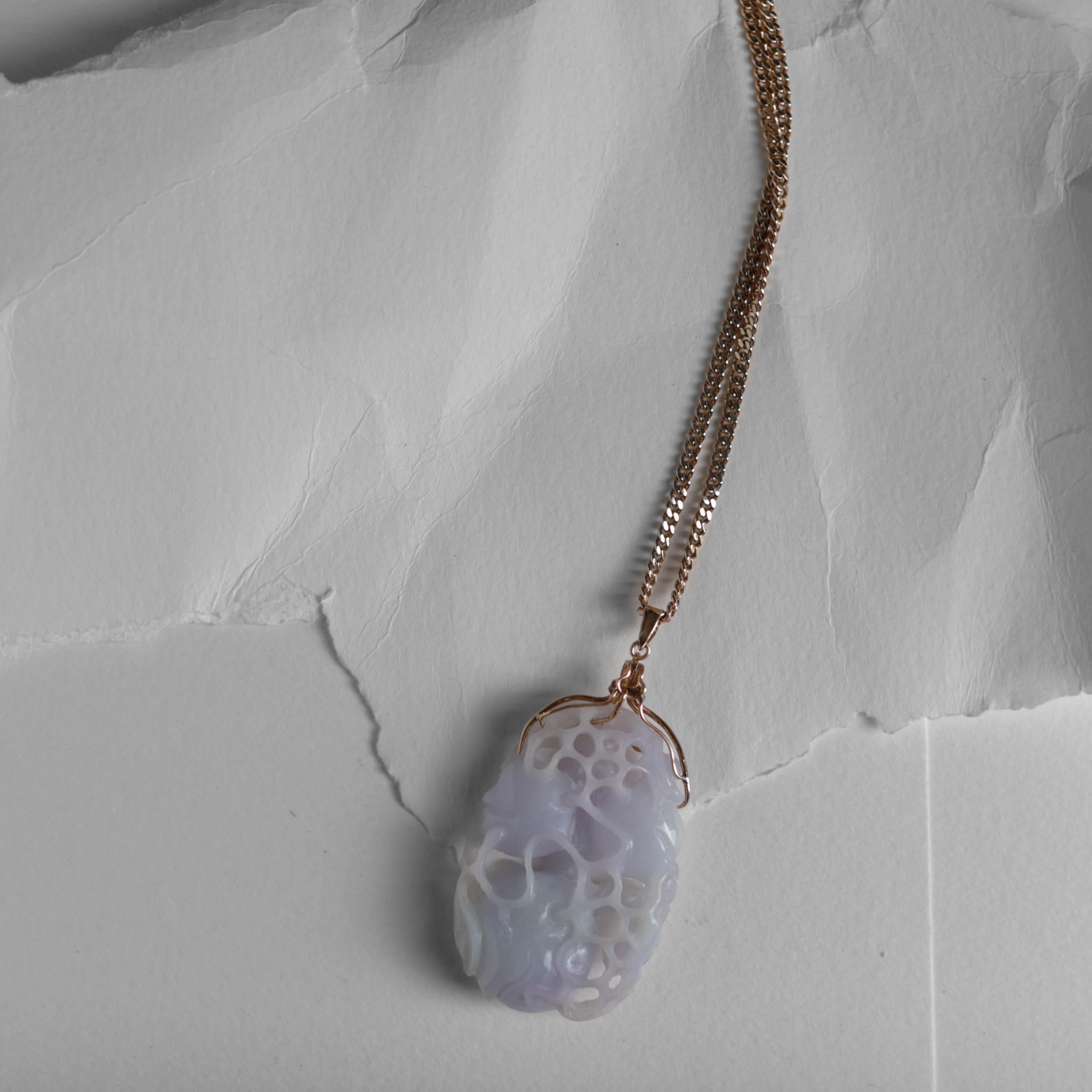 Lavender Jade Pendant: Wait Until You See the Other Side, Certified Untreated For Sale 9