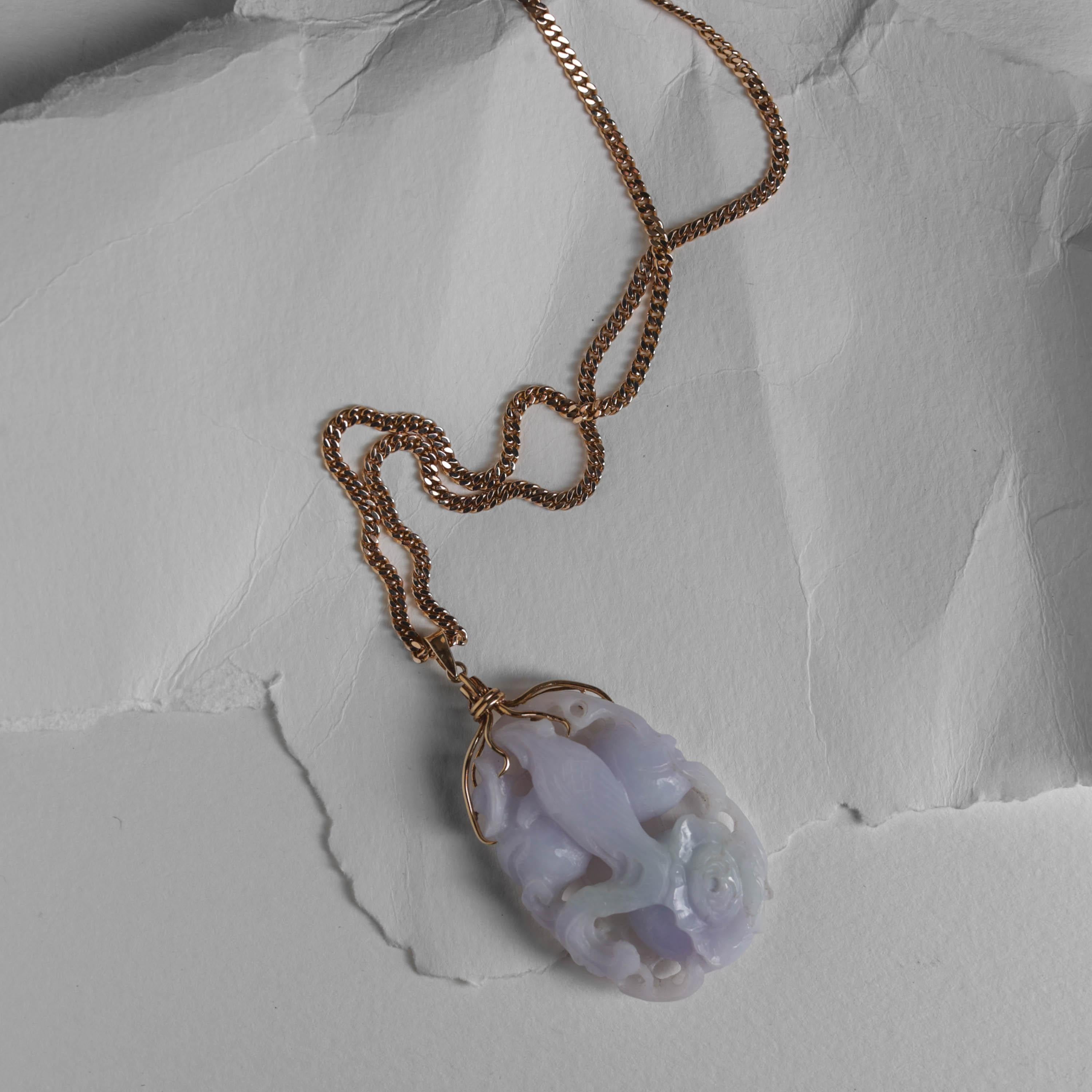 Lavender Jade Pendant: Wait Until You See the Other Side, Certified Untreated For Sale 10