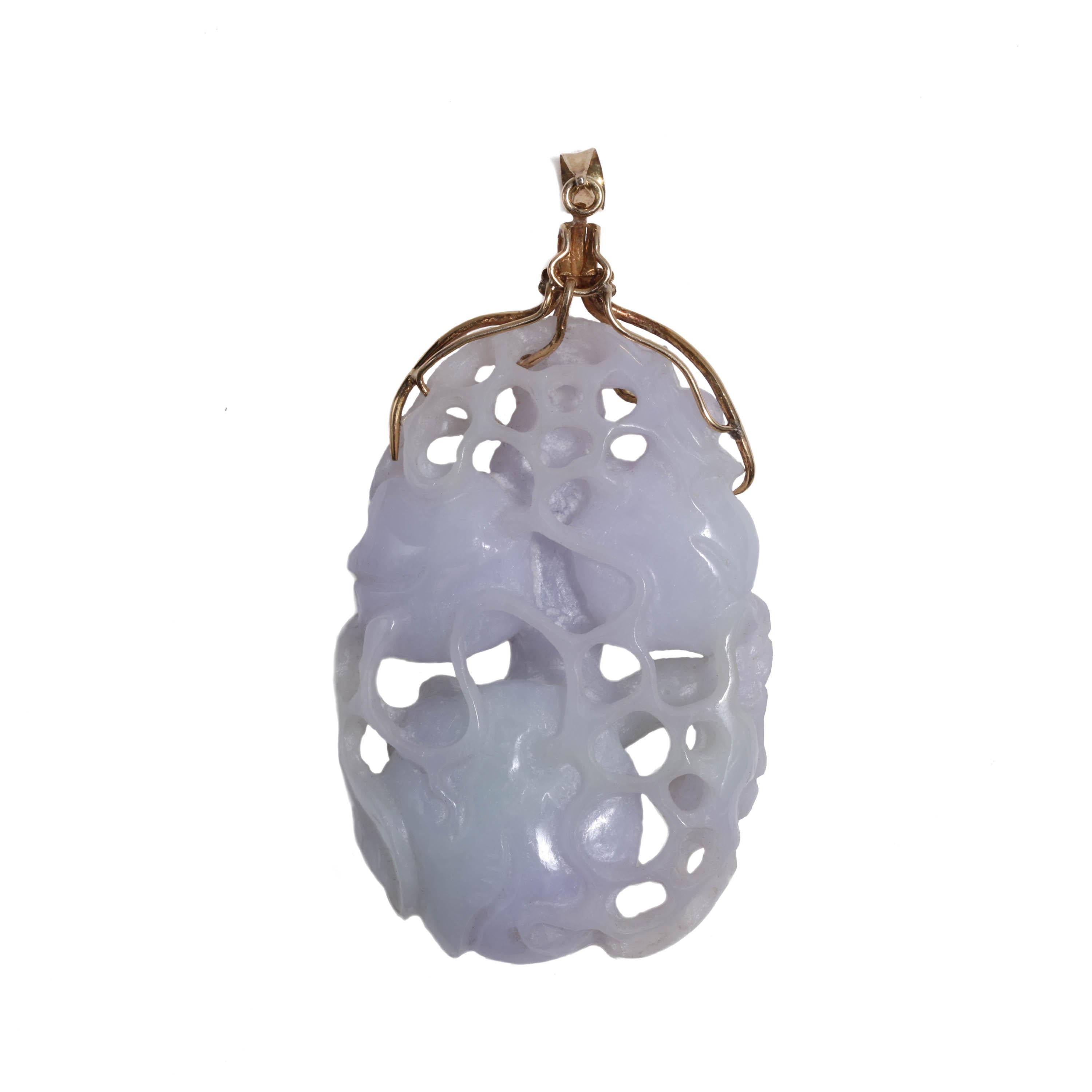 Artisan Lavender Jade Pendant: Wait Until You See the Other Side, Certified Untreated For Sale