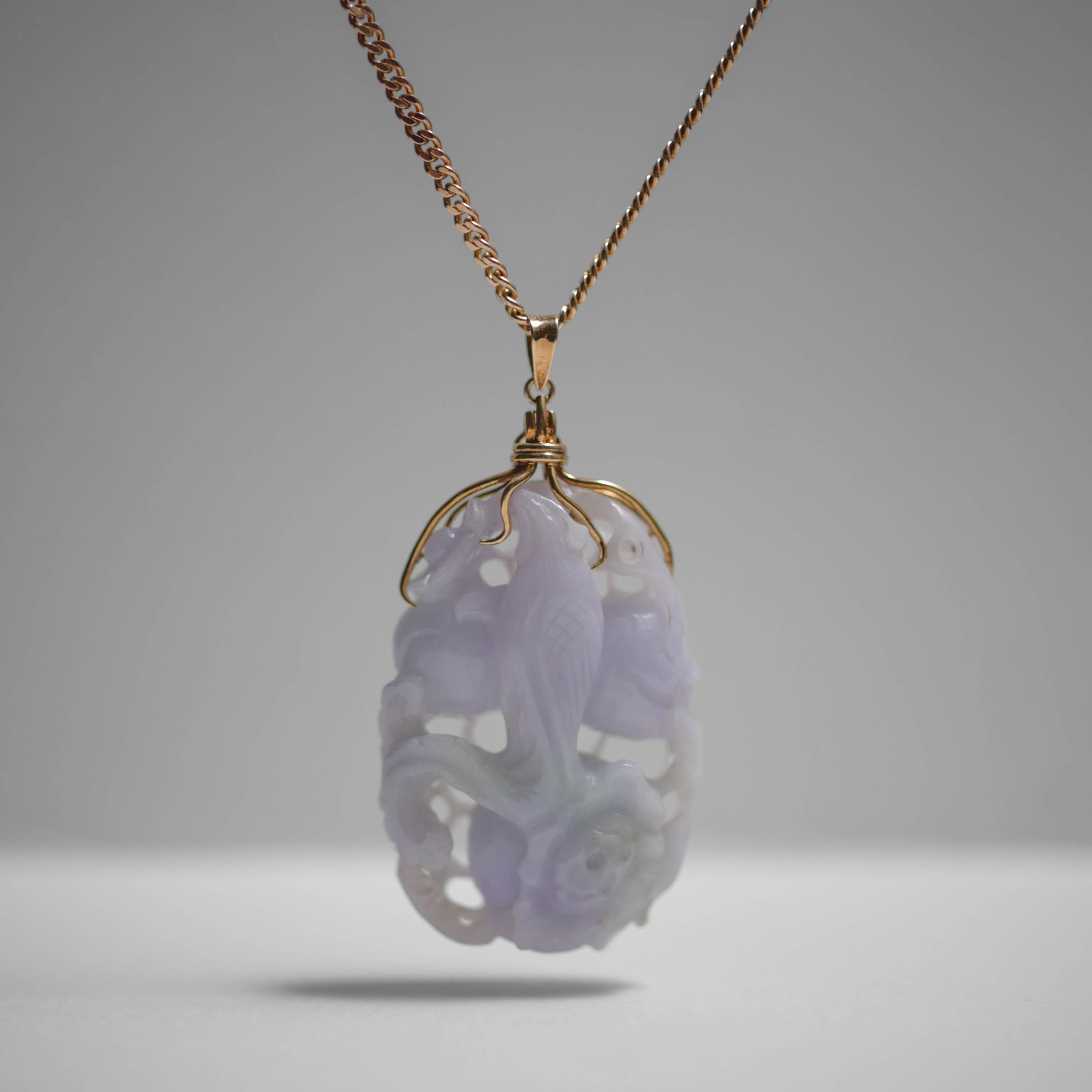 Oval Cut Lavender Jade Pendant: Wait Until You See the Other Side, Certified Untreated For Sale