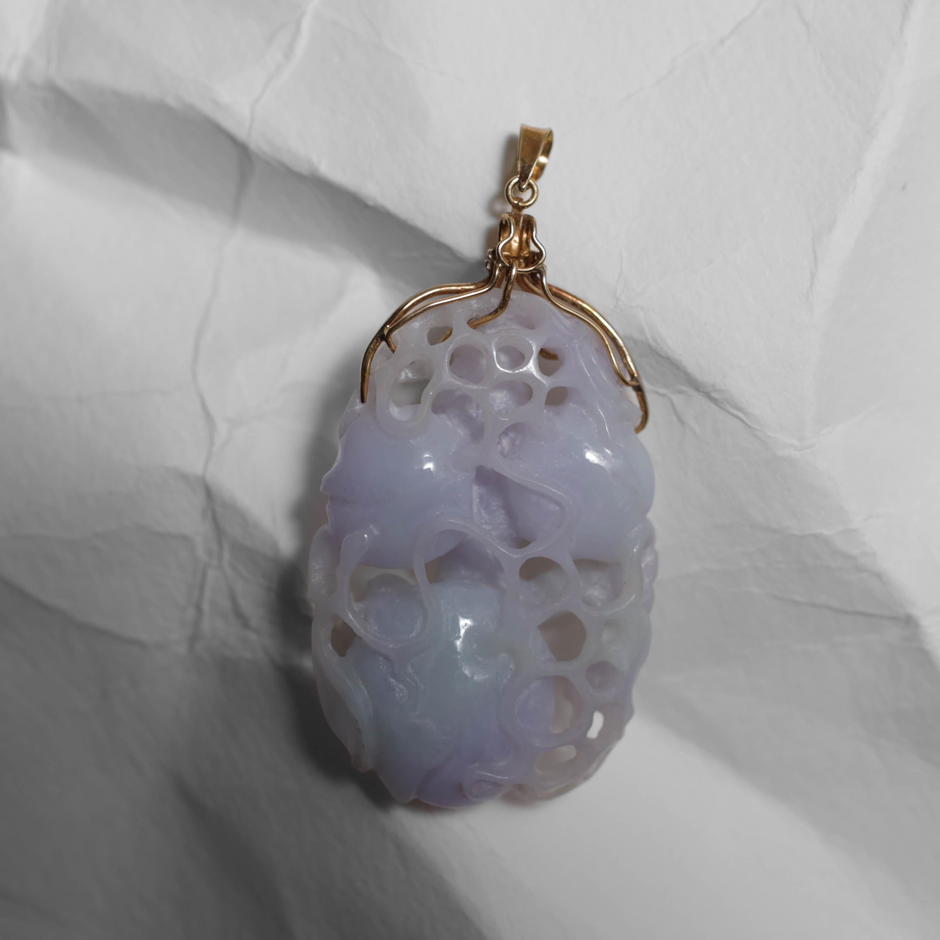 Women's or Men's Lavender Jade Pendant: Wait Until You See the Other Side, Certified Untreated For Sale