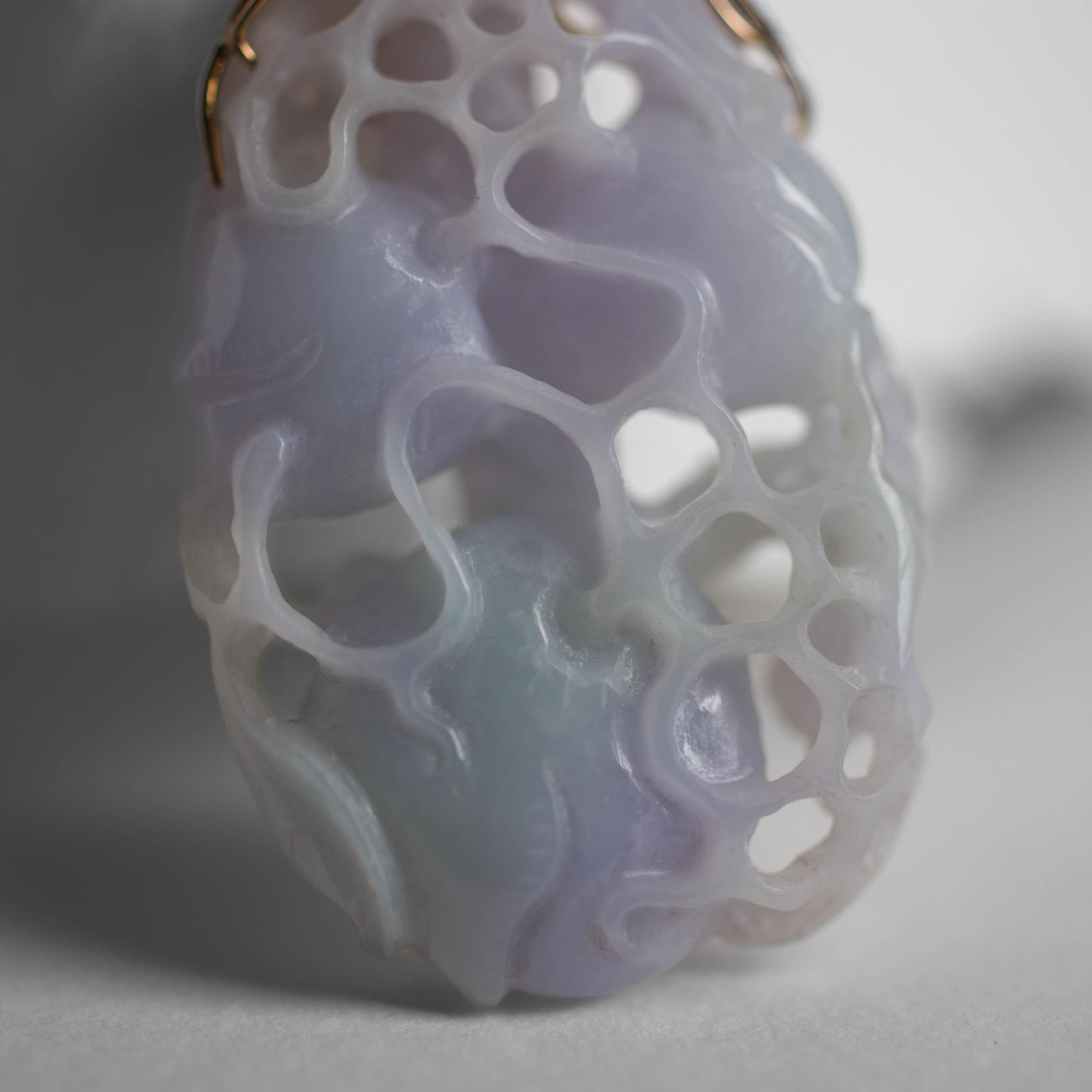 Lavender Jade Pendant: Wait Until You See the Other Side, Certified Untreated For Sale 1