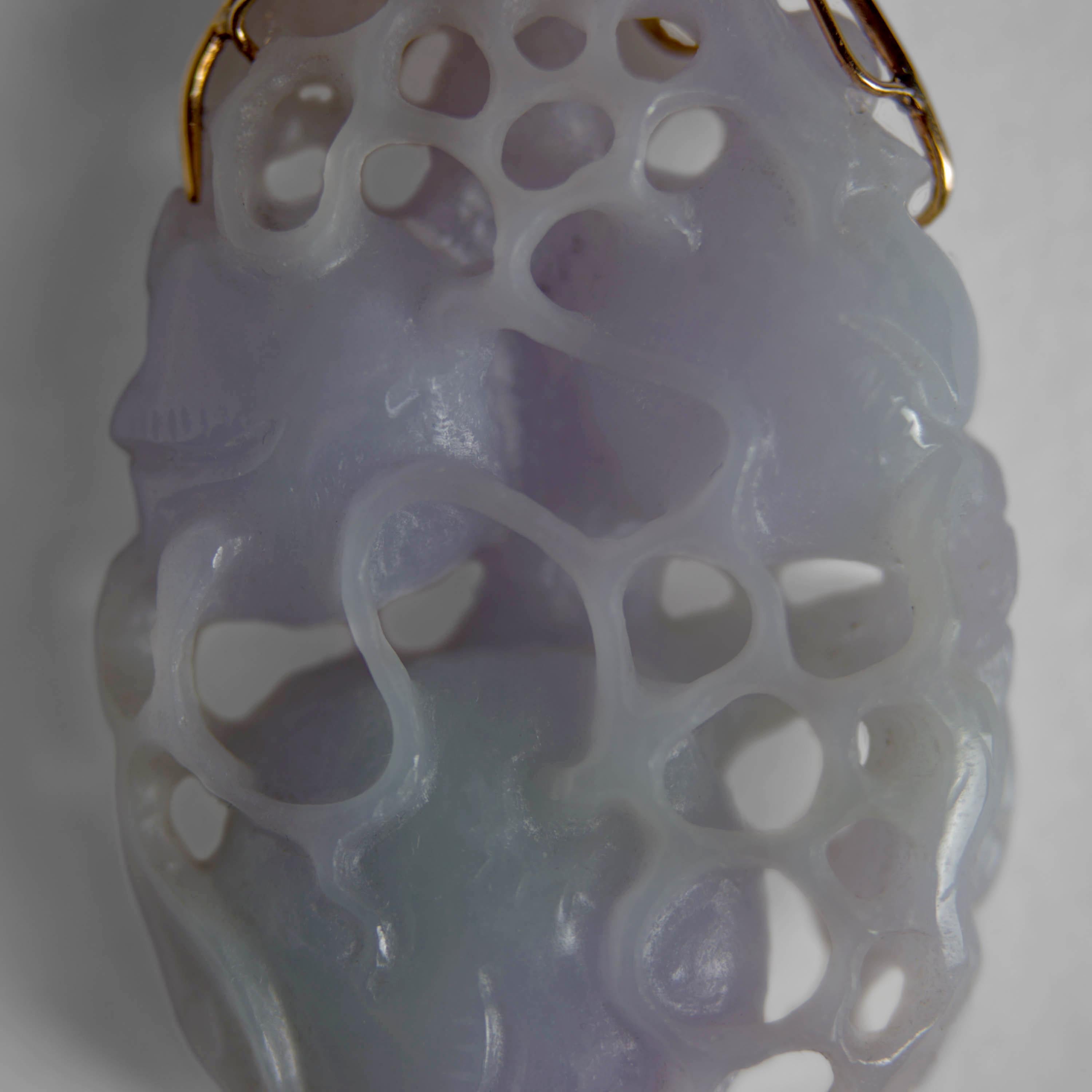 Lavender Jade Pendant: Wait Until You See the Other Side, Certified Untreated For Sale 2