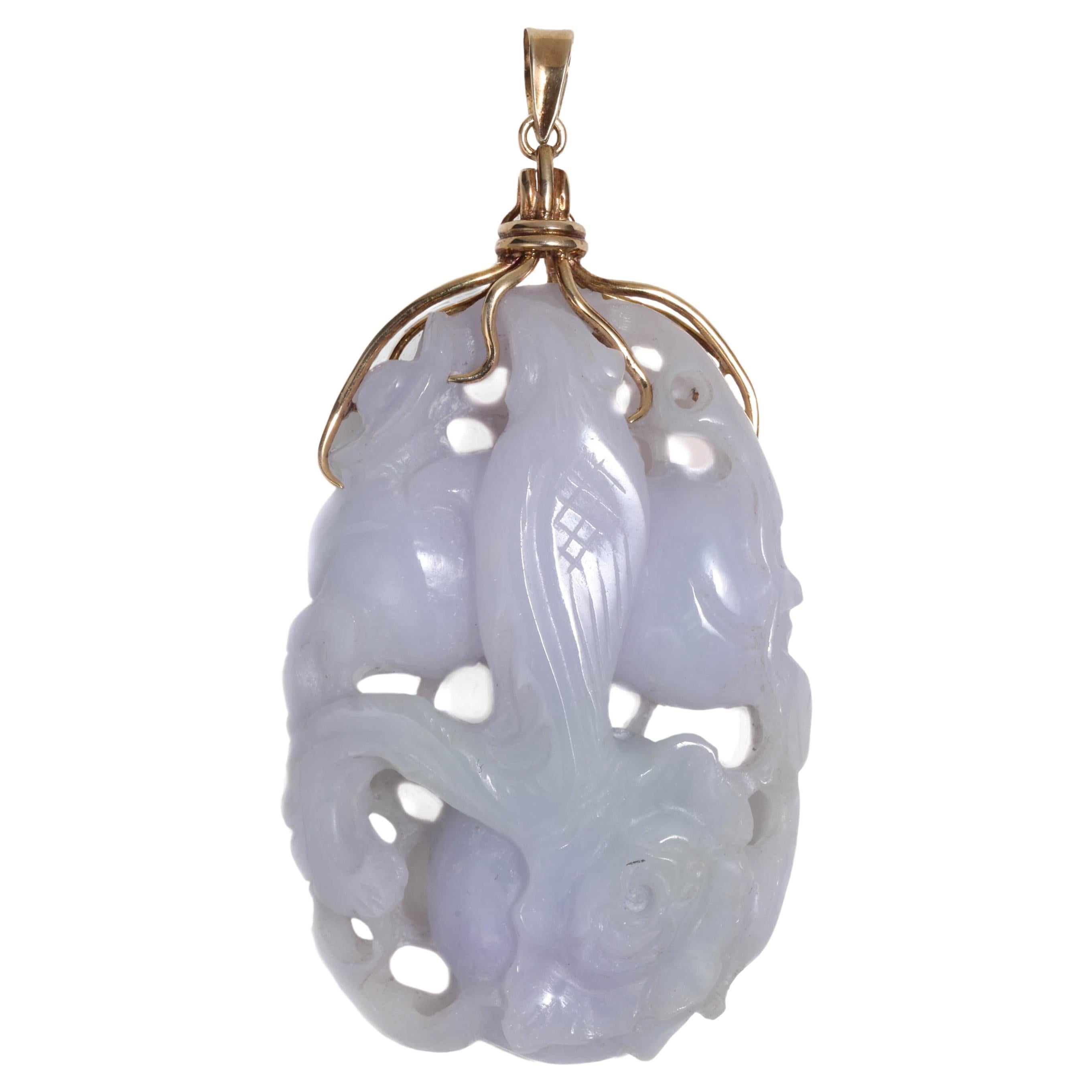 Lavender Jade Pendant: Wait Until You See the Other Side, Certified Untreated For Sale