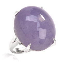 Lavender Jade Platinum Cocktail Dome Ring