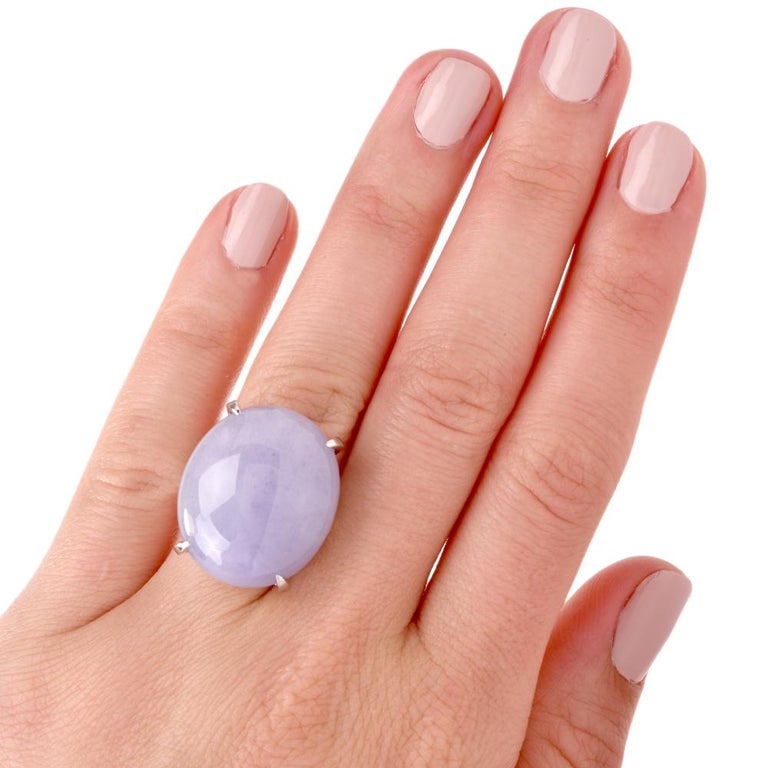 Lavender Jade Platinum Cocktail Dome Ring at 1stDibs