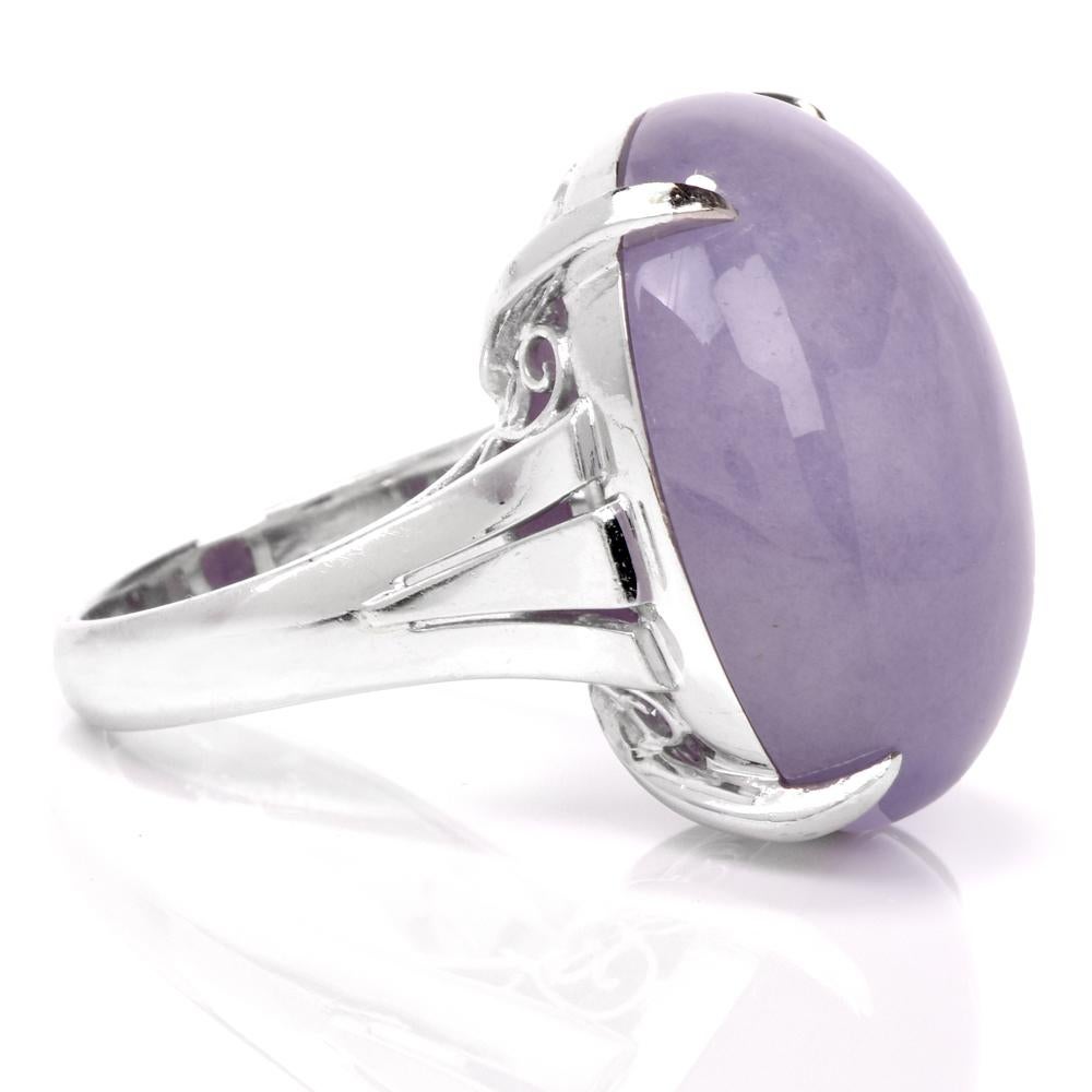 Women's Lavender Jade Platinum Cocktail Dome Ring
