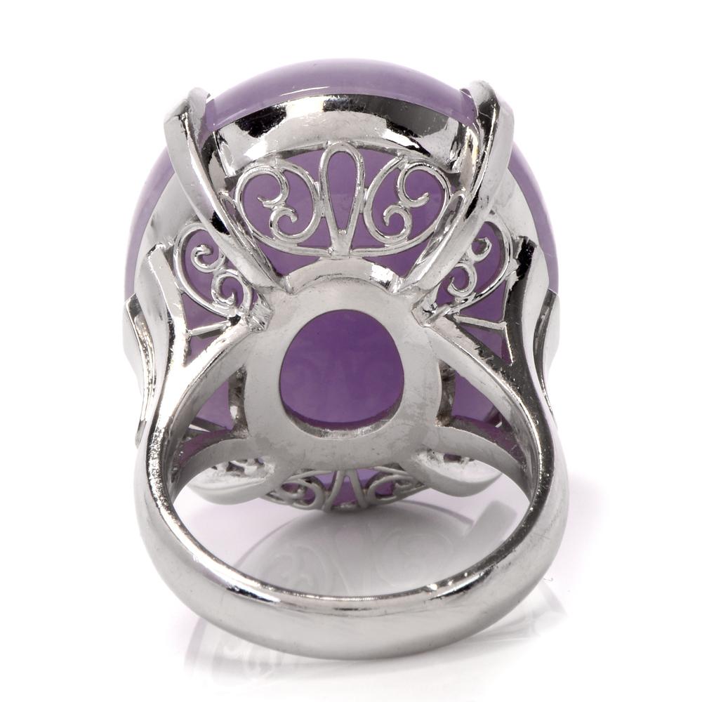 Lavender Jade Platinum Cocktail Dome Ring 1