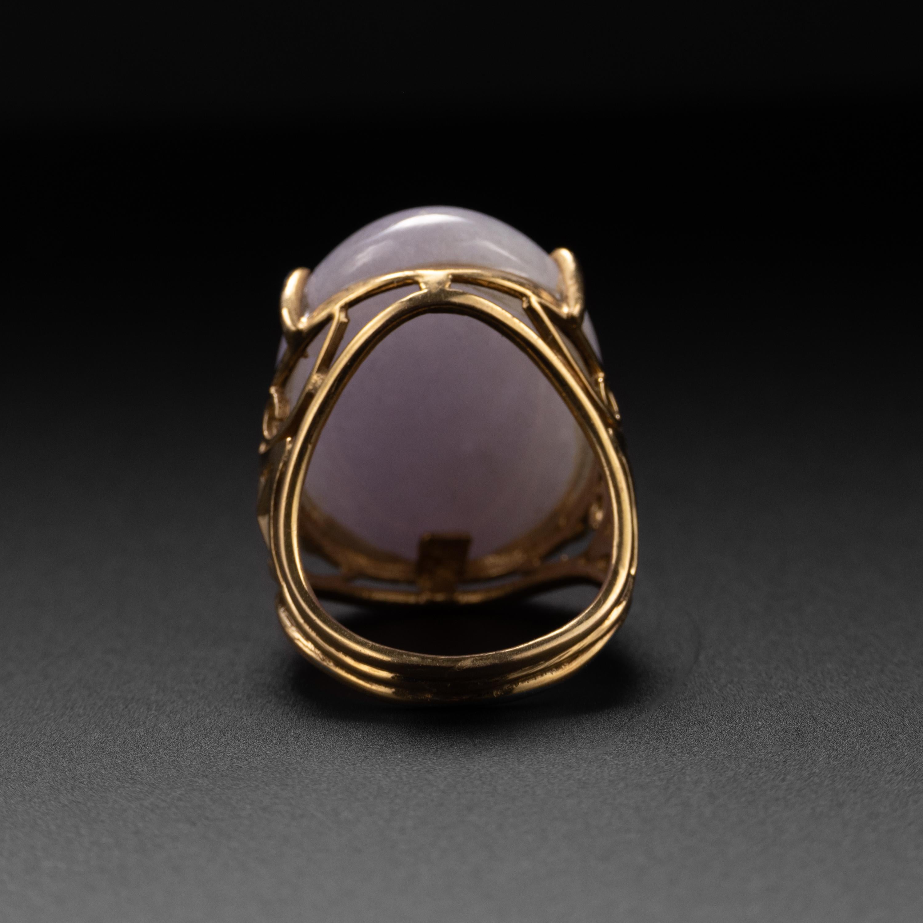 Modern Lavender Jade Ring Circa 1970s Certified Untreated For Sale