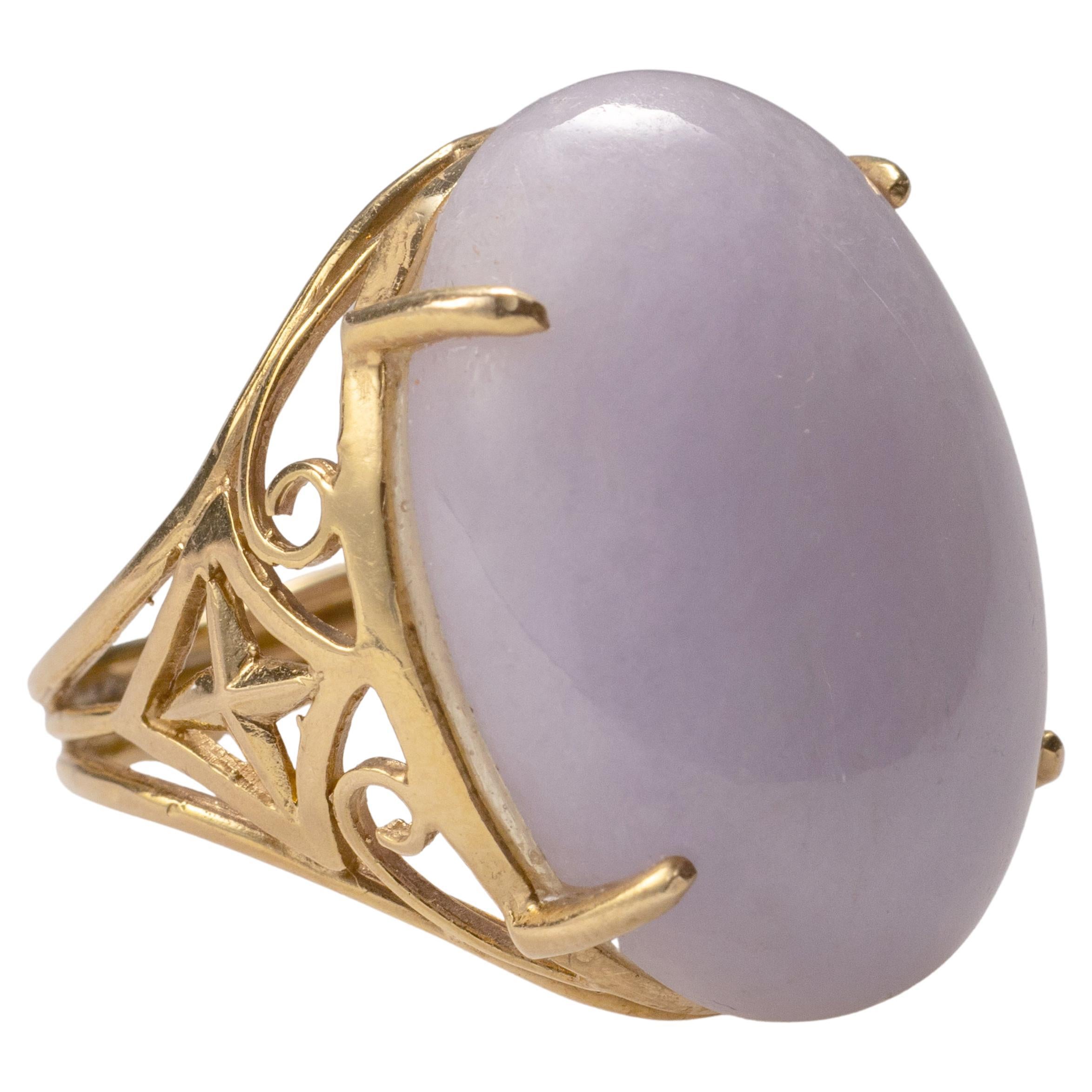Lavender Jade Ring Circa 1970s Certified Untreated For Sale