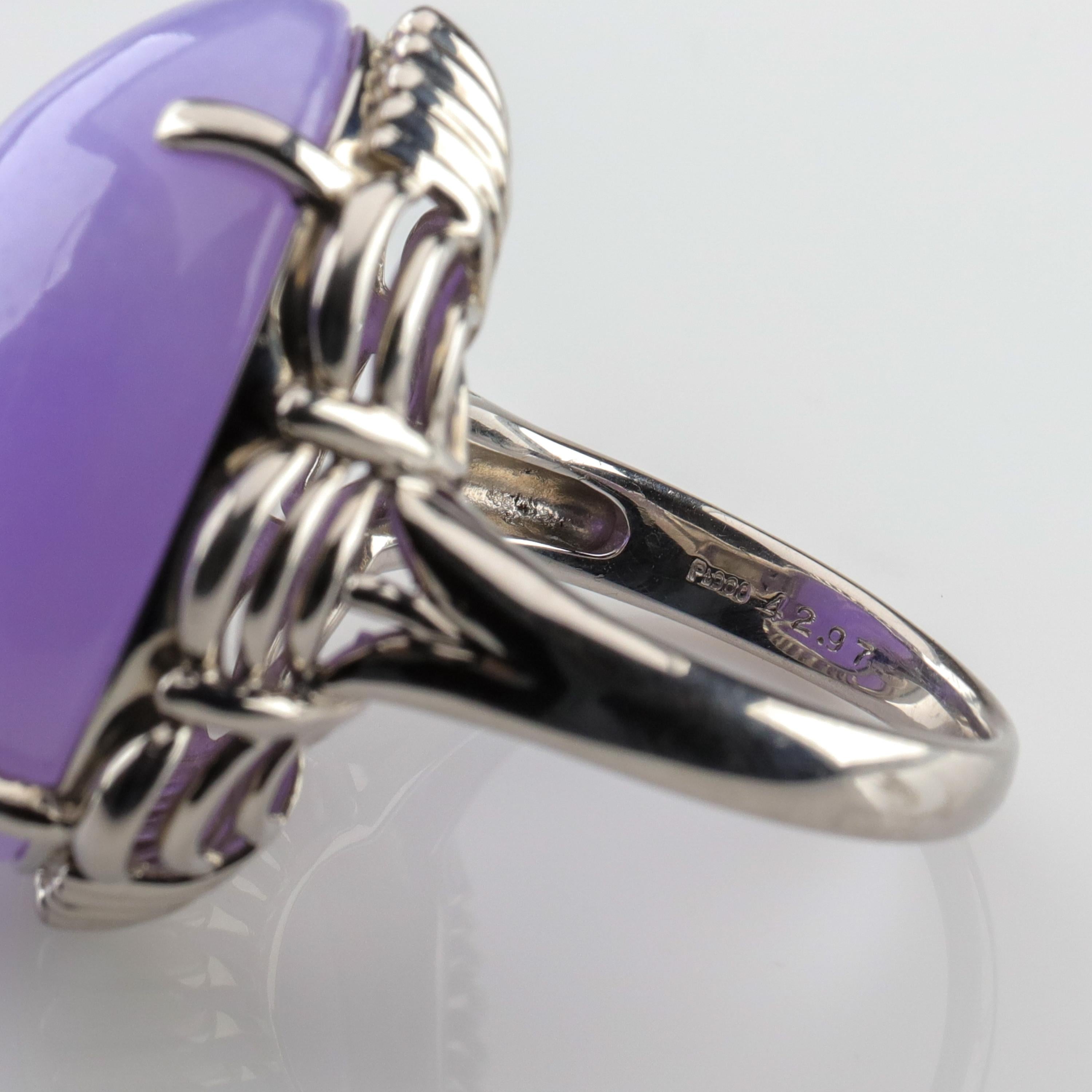 Lavender Jade Ring in Platinum Certified Untreated, Rare 1